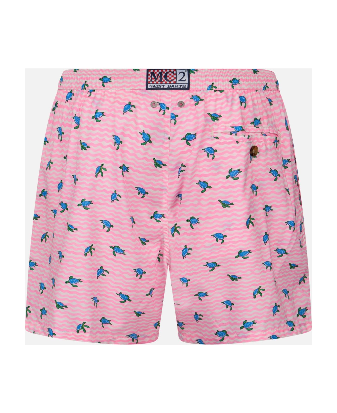 MC2 Saint Barth Comfort Light Classic Stretch Swim Shorts With Sea Turtles Print - PINK