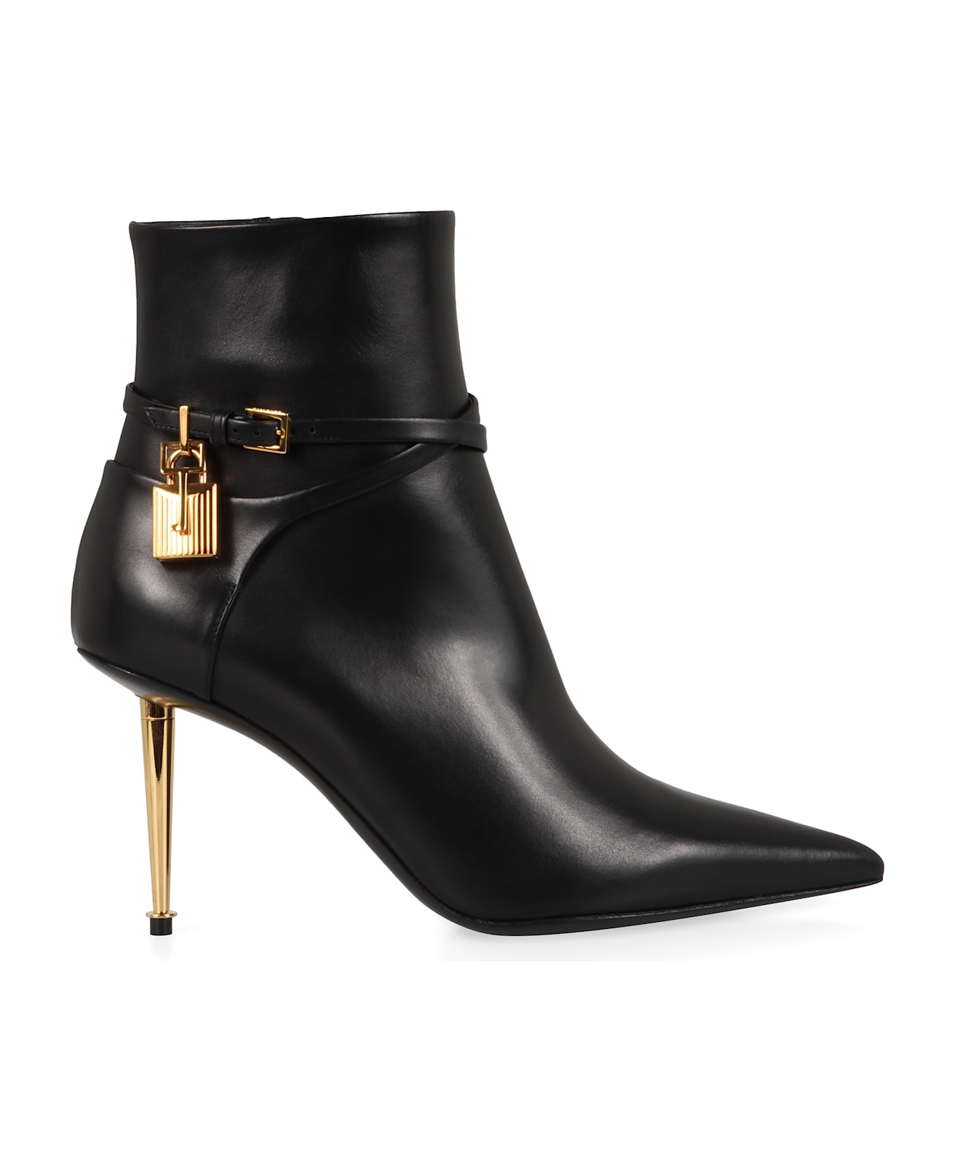 Tom Ford Leather Pointy Toe Ankle Boots - black
