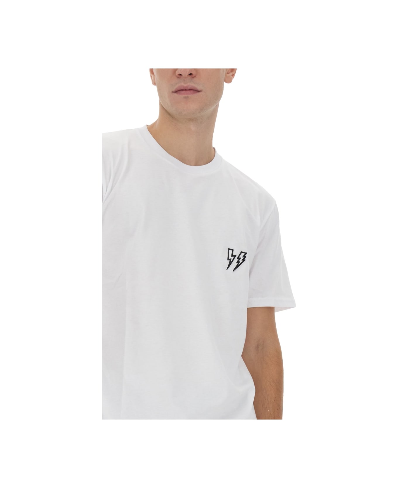 Neil Barrett "double Bolt" T-shirt - WHITE