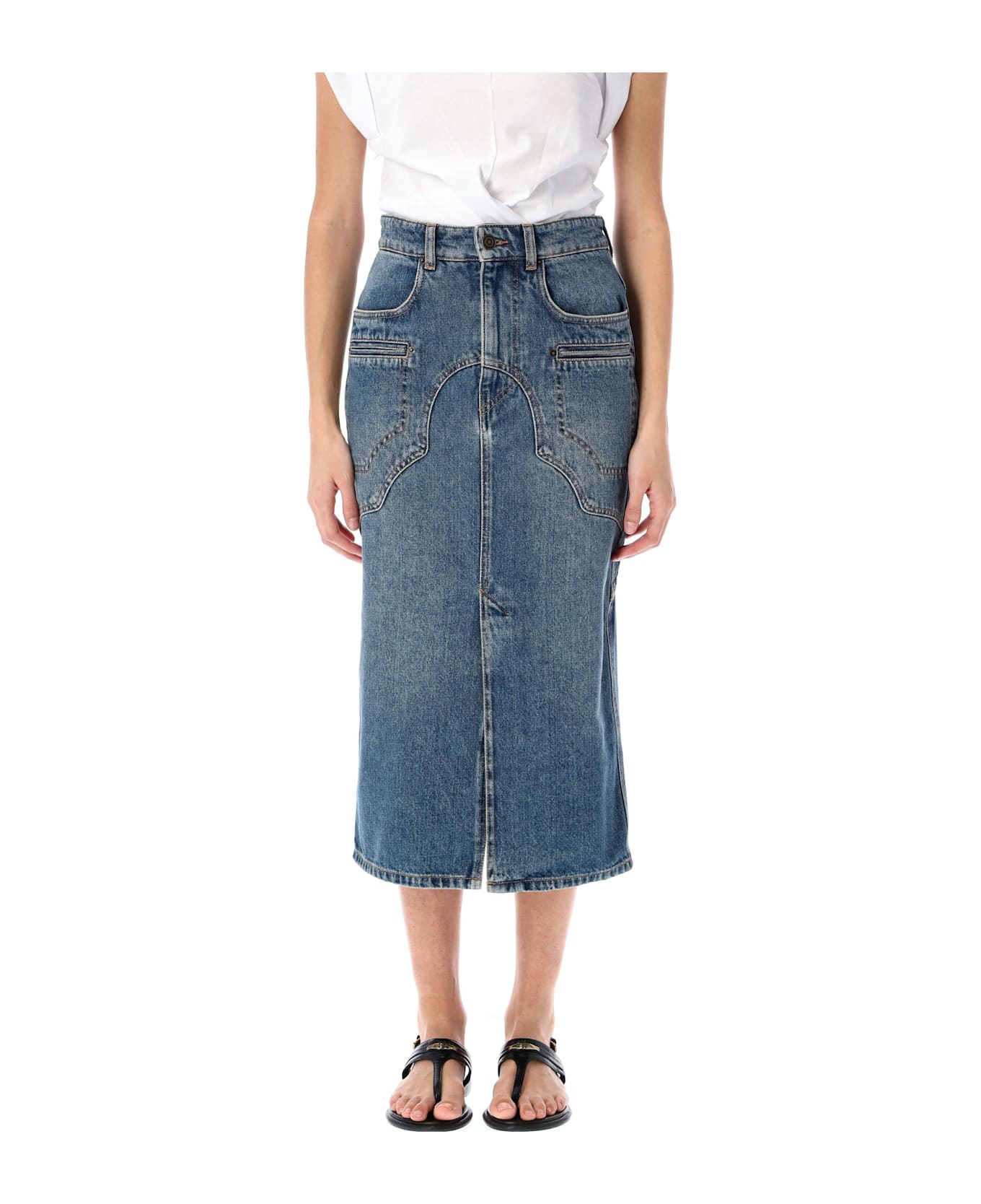 Isabel Marant Britt Denim Skirt - BLUE