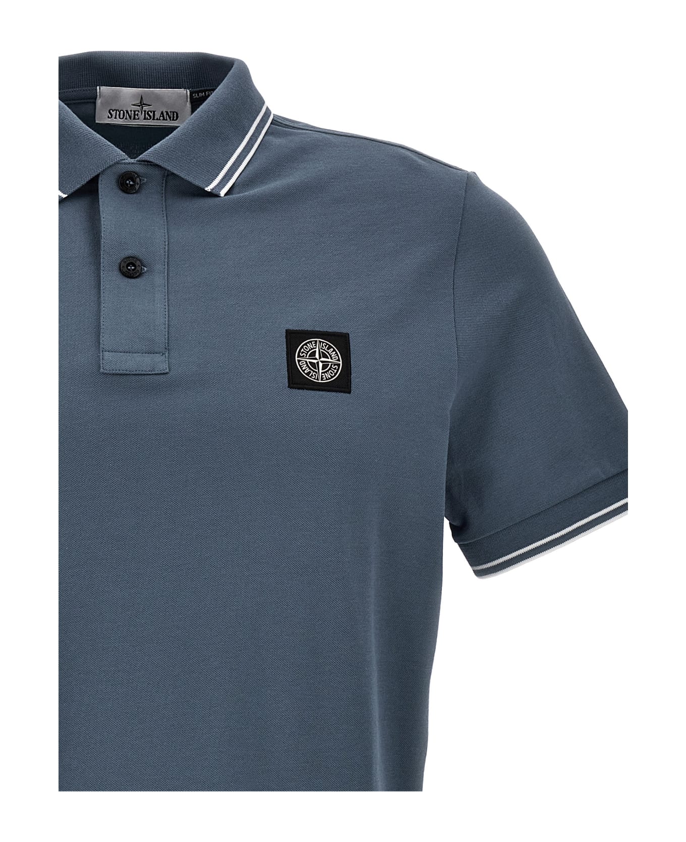 Stone Island Logo-patch Cotton Polo Shirt - Light Blue シャツ