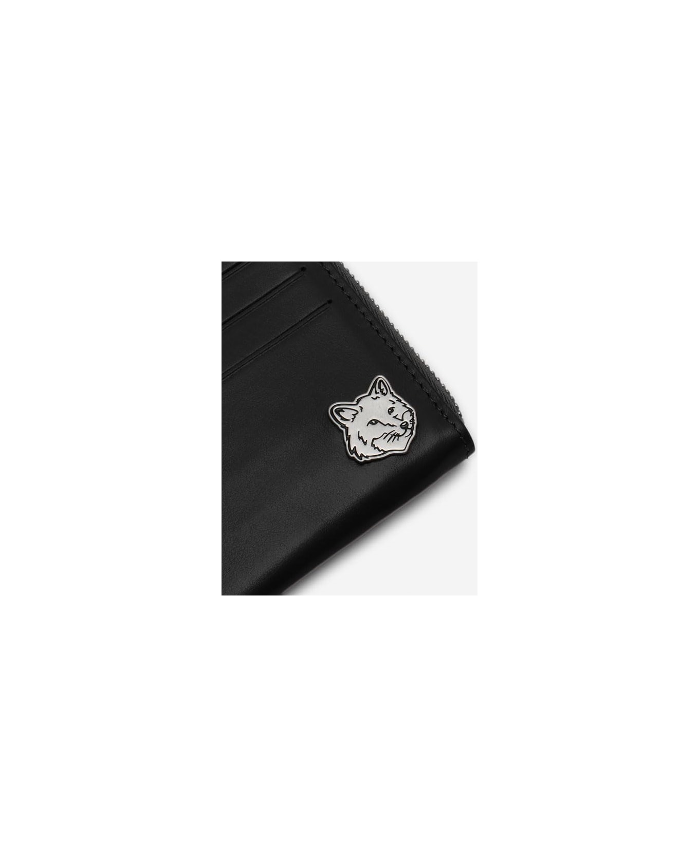 Maison Kitsuné Fox Head Zipped Cardholder - Dark Brown