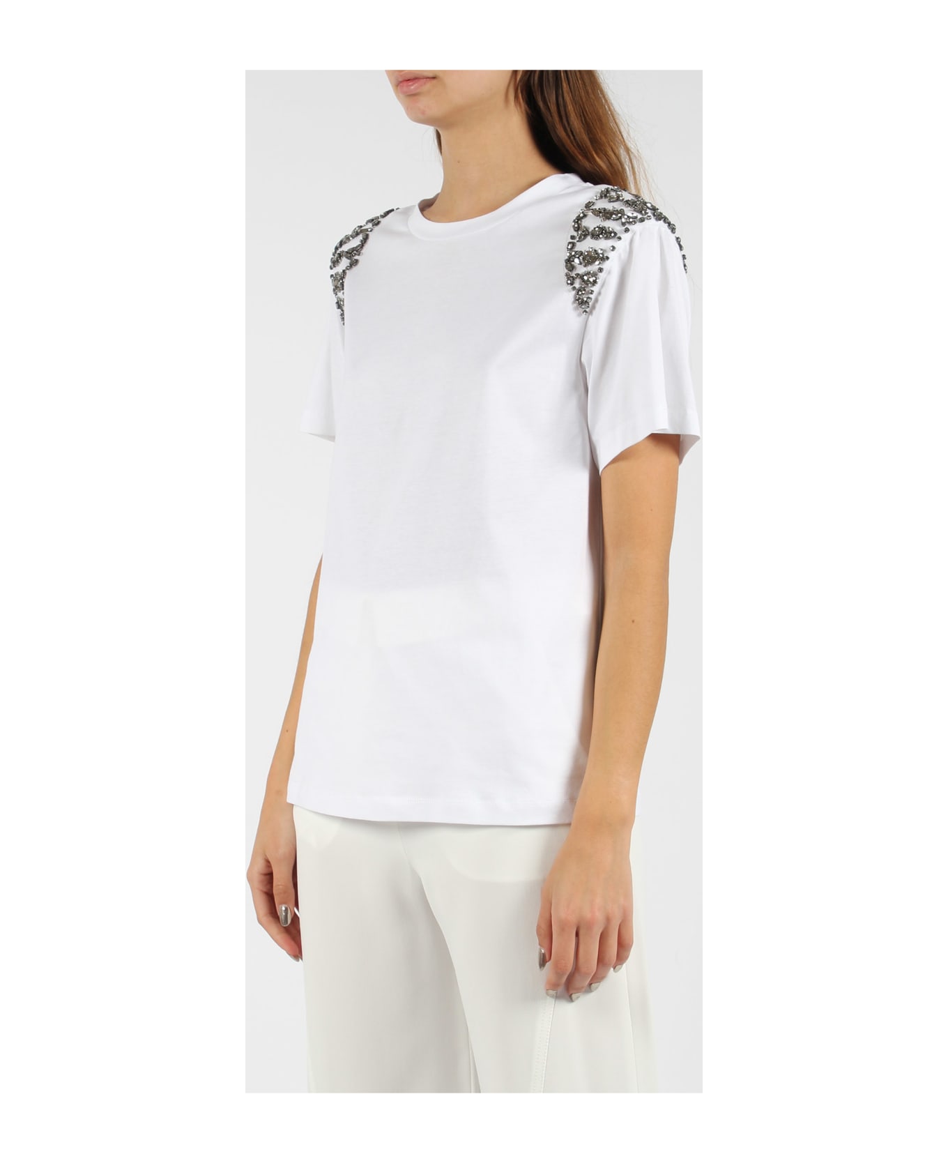 Alberta Ferretti Embroidered Cotton T-shirt - White