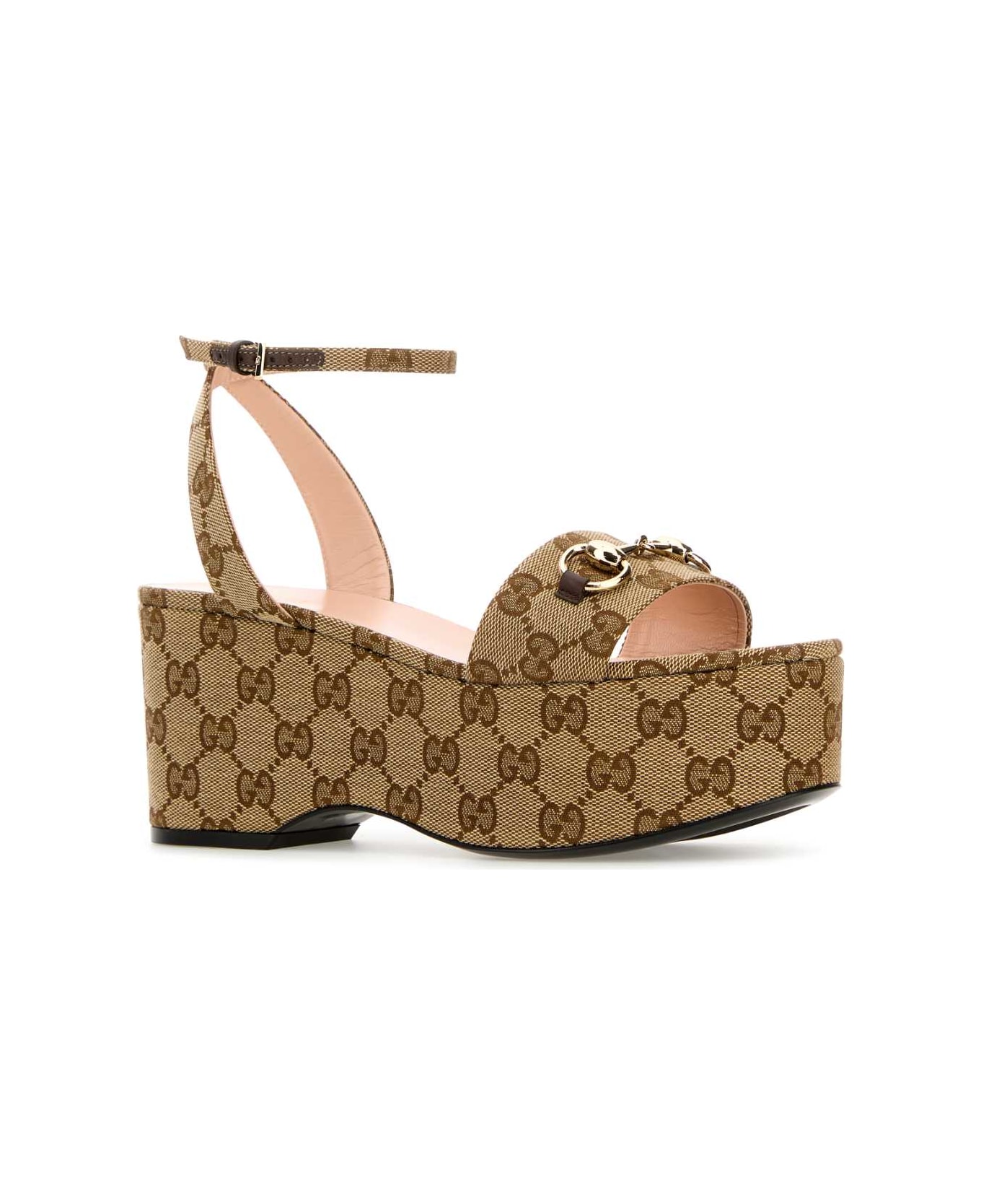 Gucci Original Gg Fabric Sandals - BEIGEEBONYNEWACER