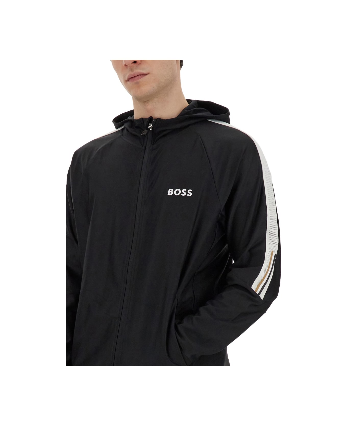 Hugo Boss Zip Sweatshirt. - BLACK