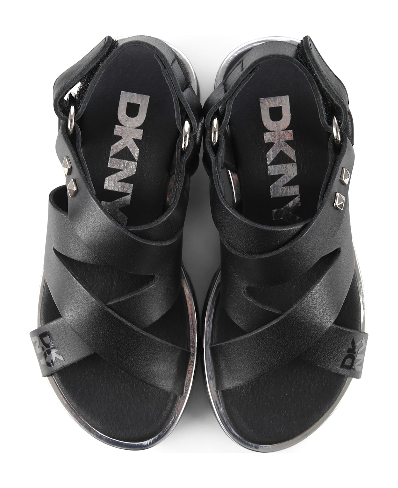 DKNY Black Sandals For Girl With Studs - Black