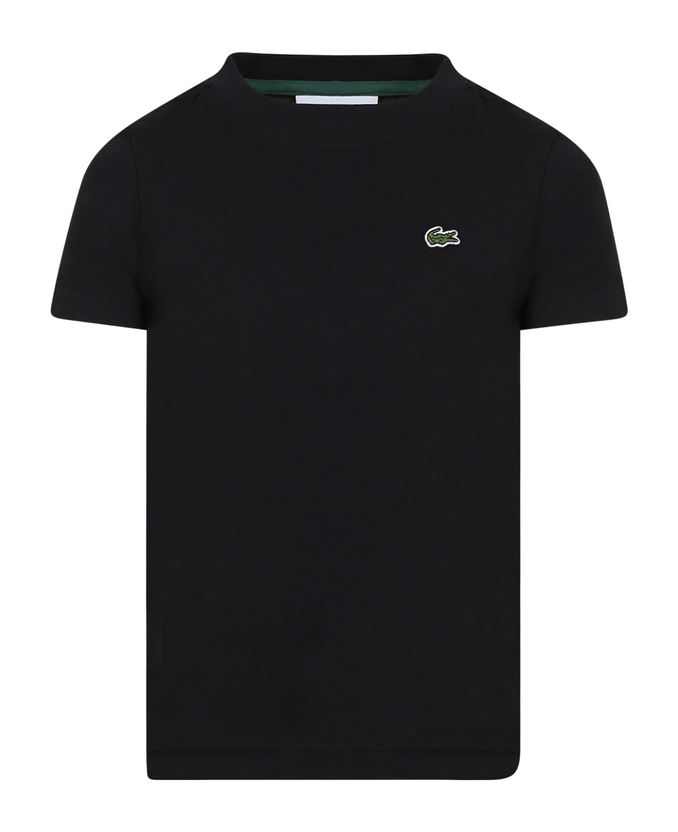 Lacoste Black T-shirt For Boy With Crocodile - Black