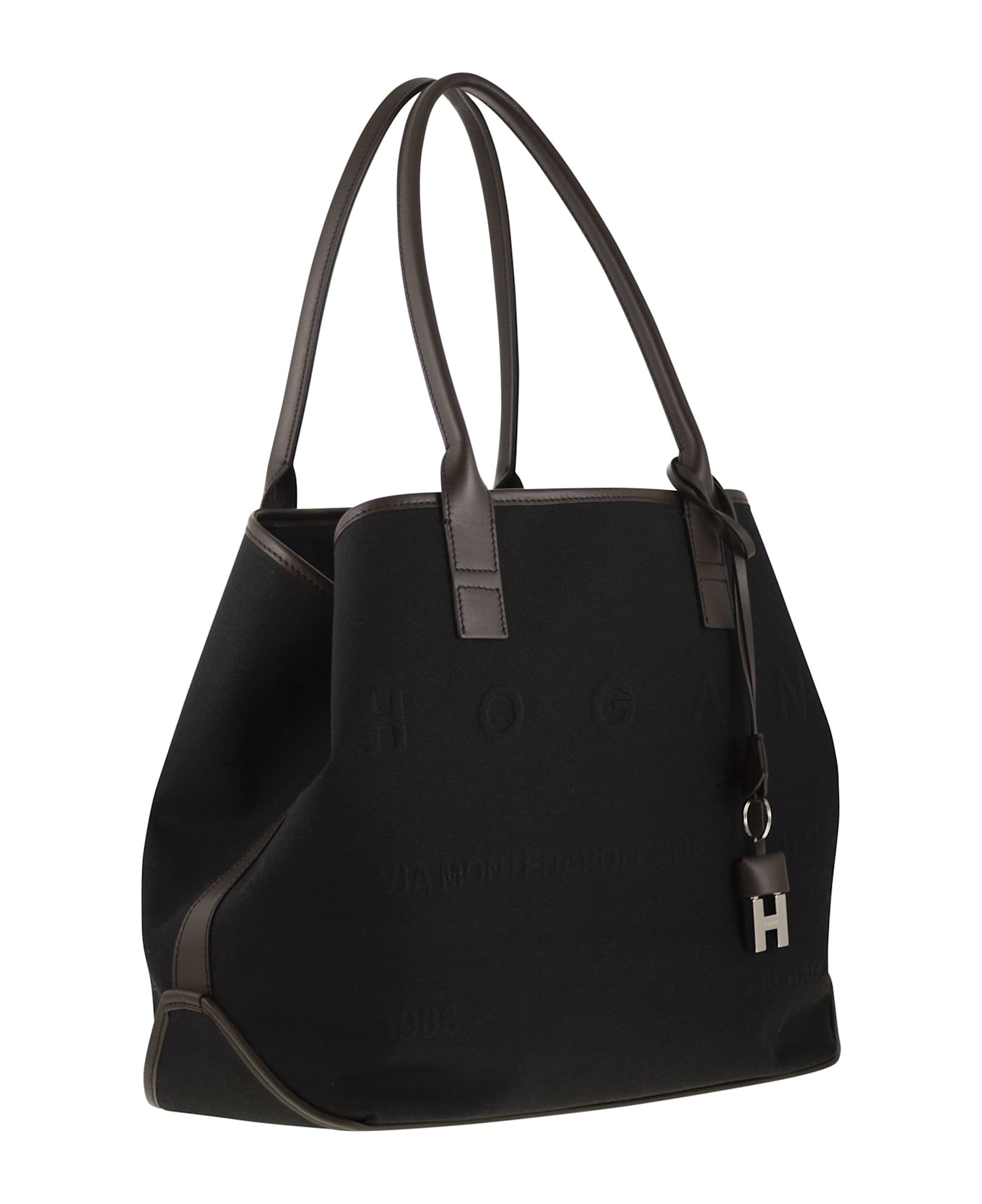 Hogan Medium Canvas Shopping Bag - black