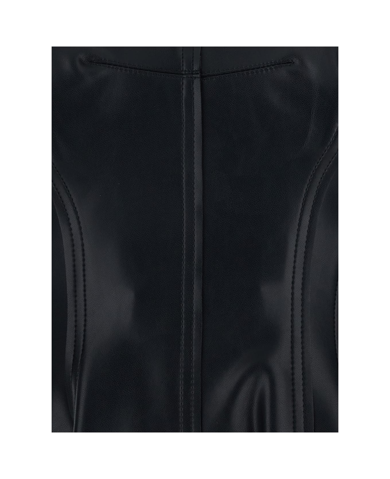 Norma Kamali 
grace
 Black Short Dress With V-neck In Faux Leather Woman - Black