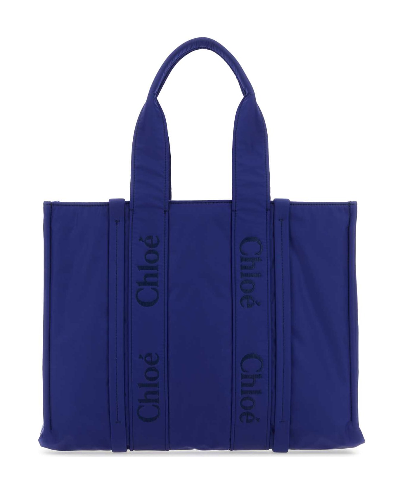 Chloé Blue Fabric Large Woody Shopping Bag - INTENSEINDIGO