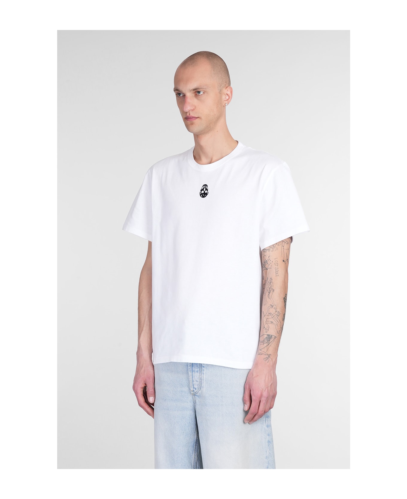 Alexander McQueen T-shirt In White Cotton - WHITE / BLACK