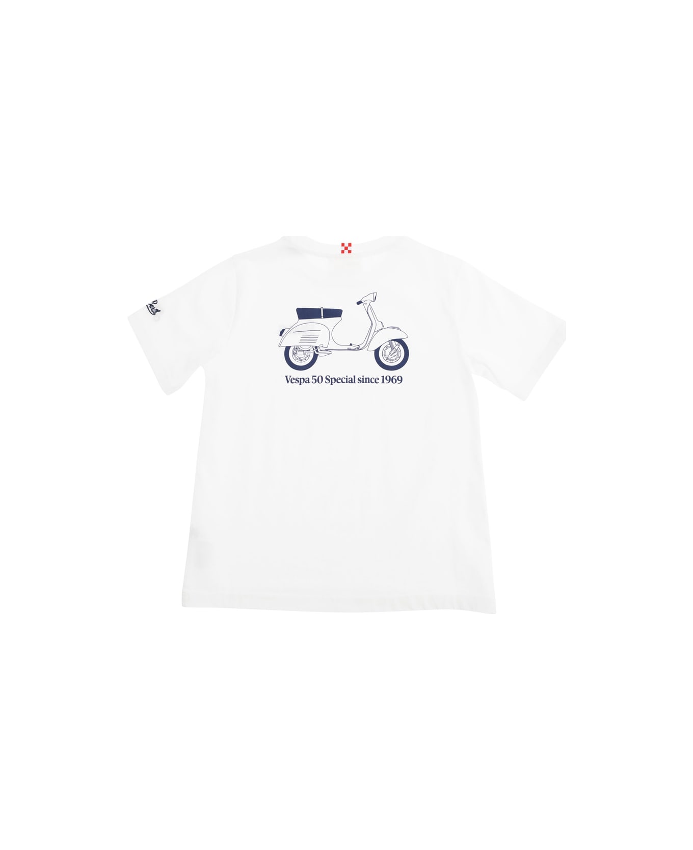 MC2 Saint Barth White Crewneck T-shirt With Logo Lettering On Front And Sleeve And Maxi Print On The Rear In Cotton Boy - White