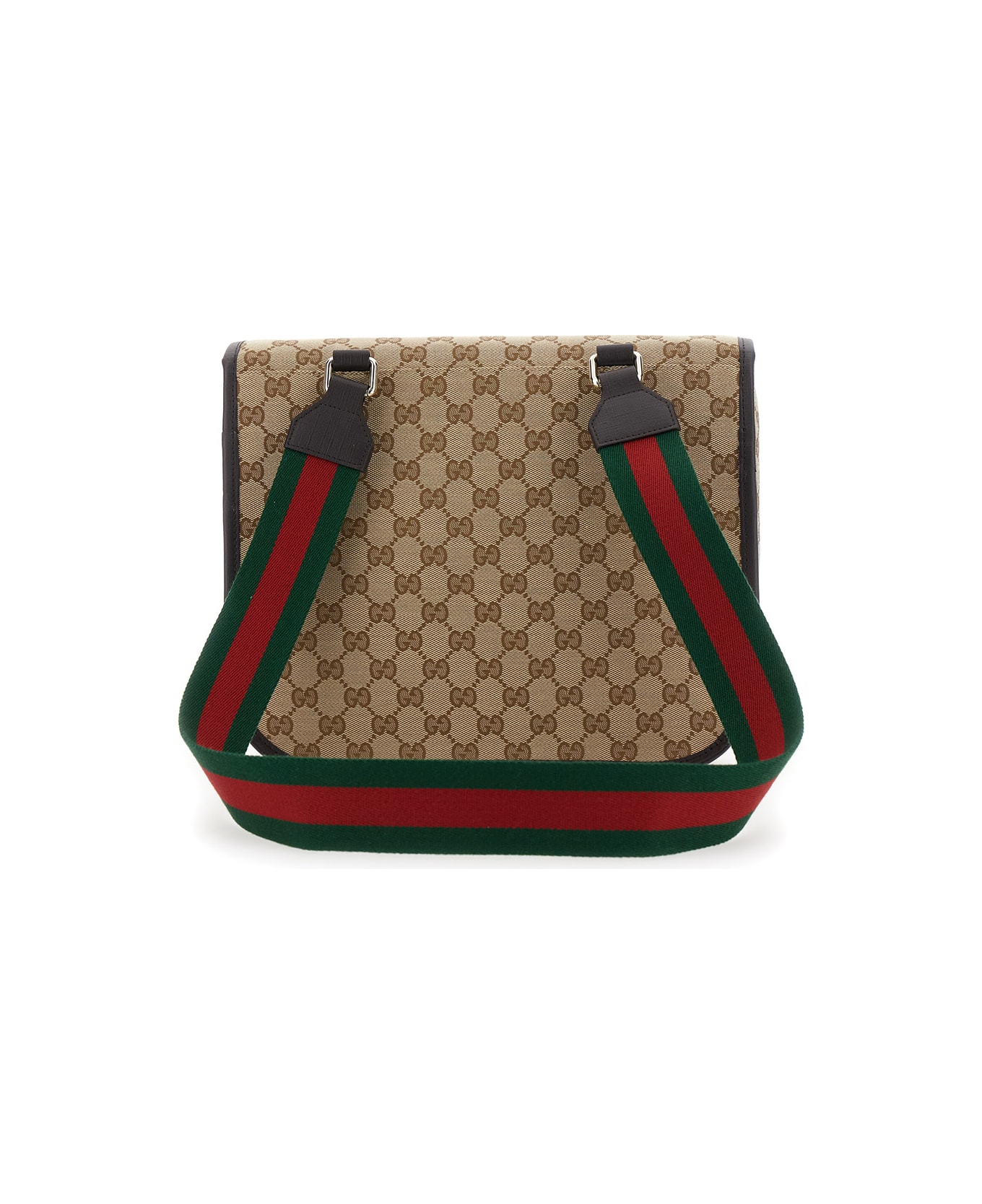 Gucci Beige Crossbody Bag With All-over Gg Motif And Web Detail In Fabric Boy - Beige