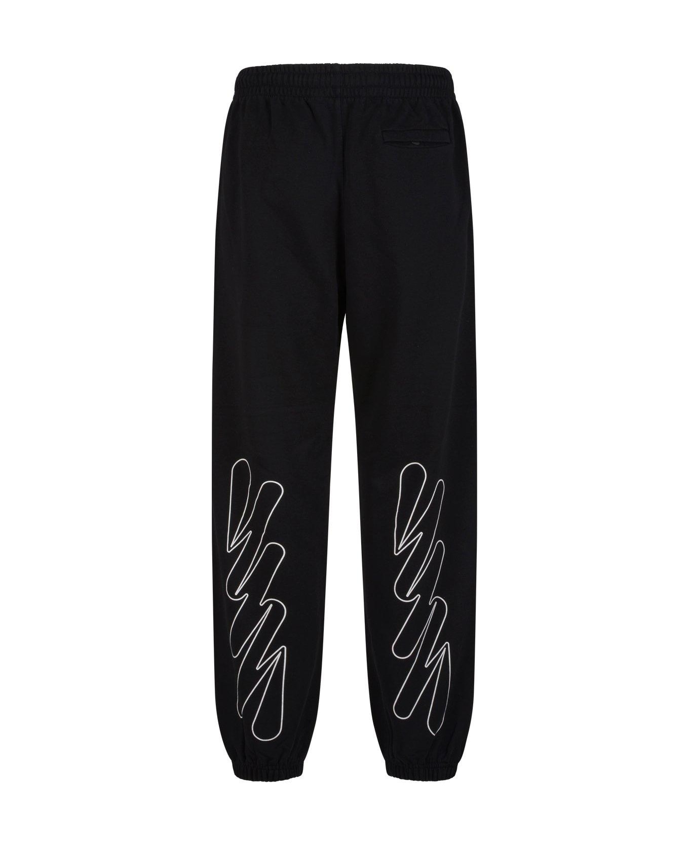 Off-White Logo Printed High Waist Pants - Black