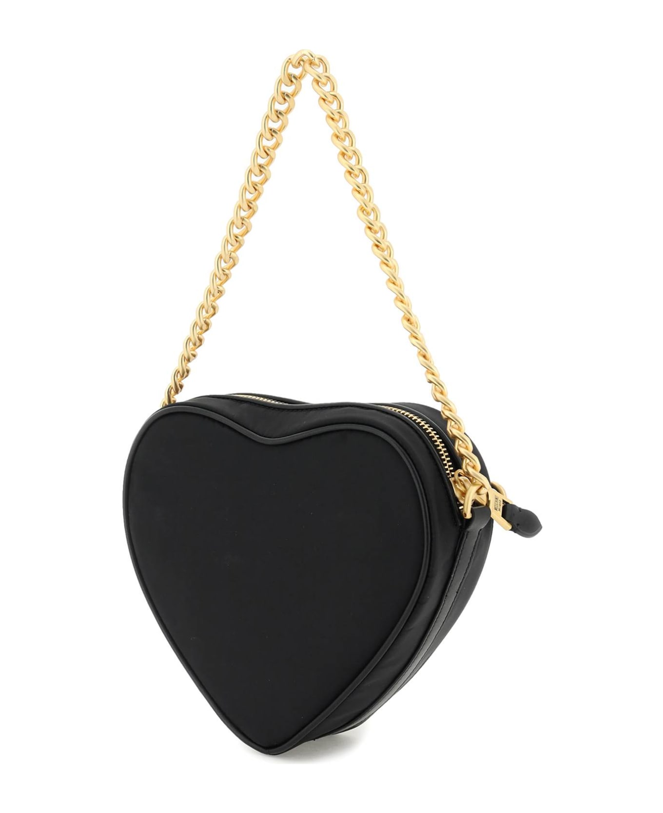 Moschino Heart Nylon Shoulder Bag - FANTASIA NERO (Black)