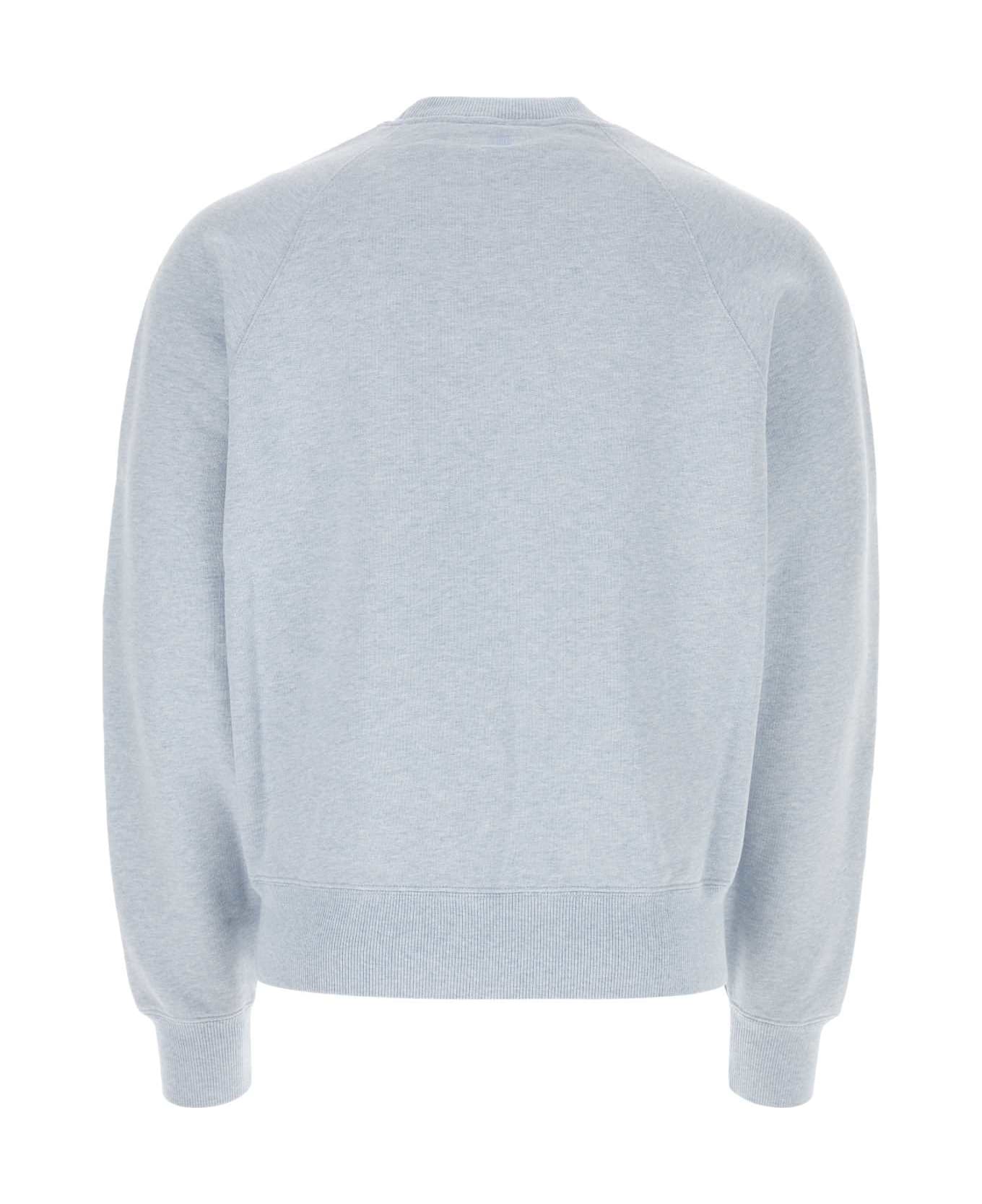 Ami Alexandre Mattiussi Melange Light-blue Cotton Sweatshirt - HEATHERCASHMEREBLUE