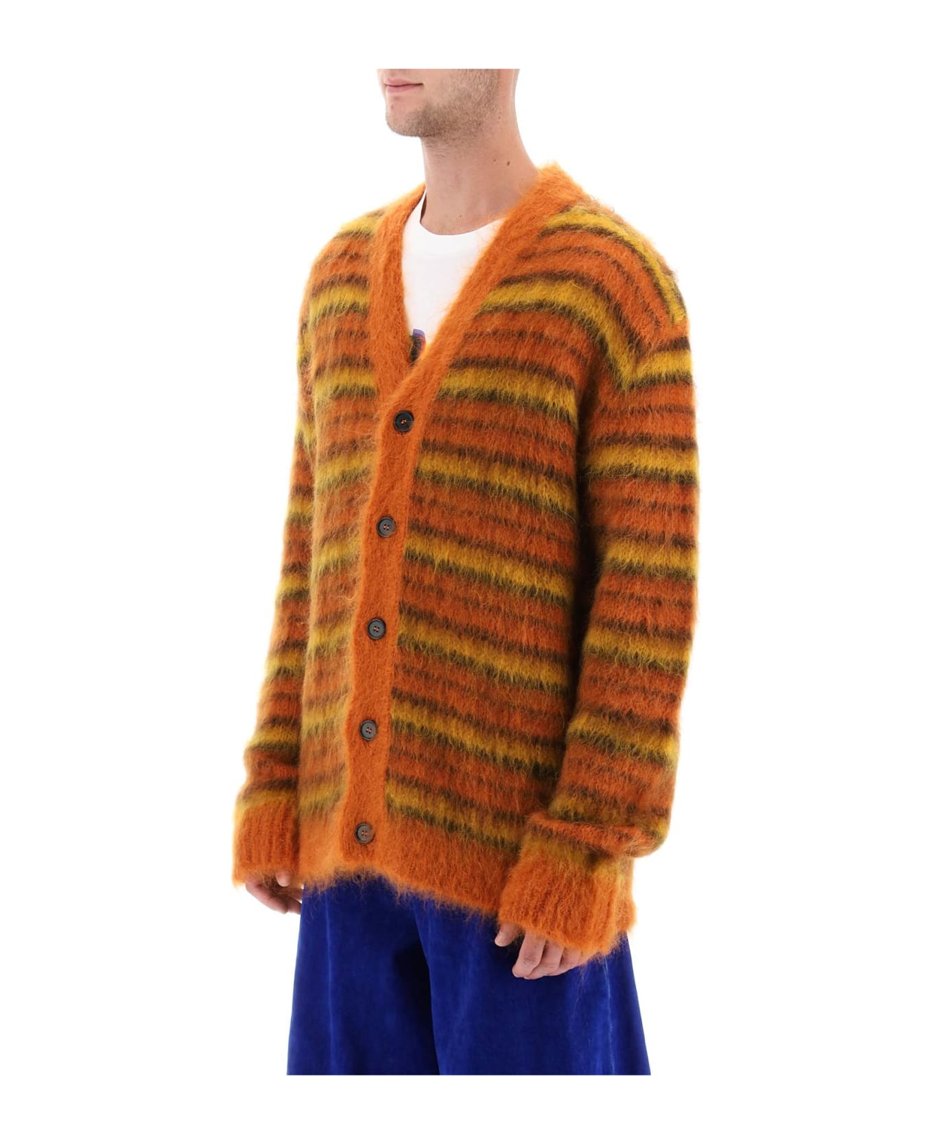 Marni Embroidered Mohair Blend Fuzzy-wuzzy Cardigan Marni - LOBSTER