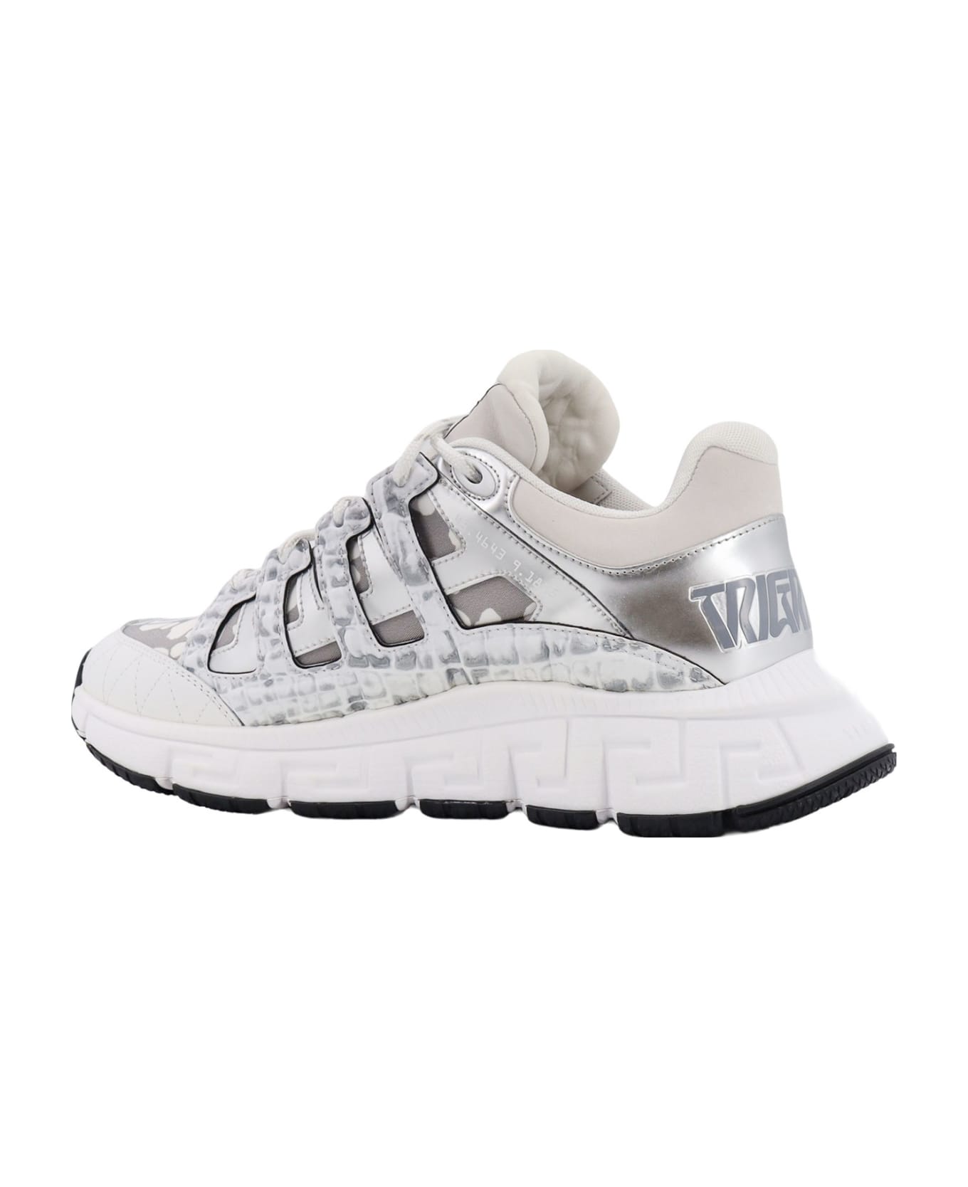 Versace Two-tone Fabric And Leather Trigreca Sneakers - White