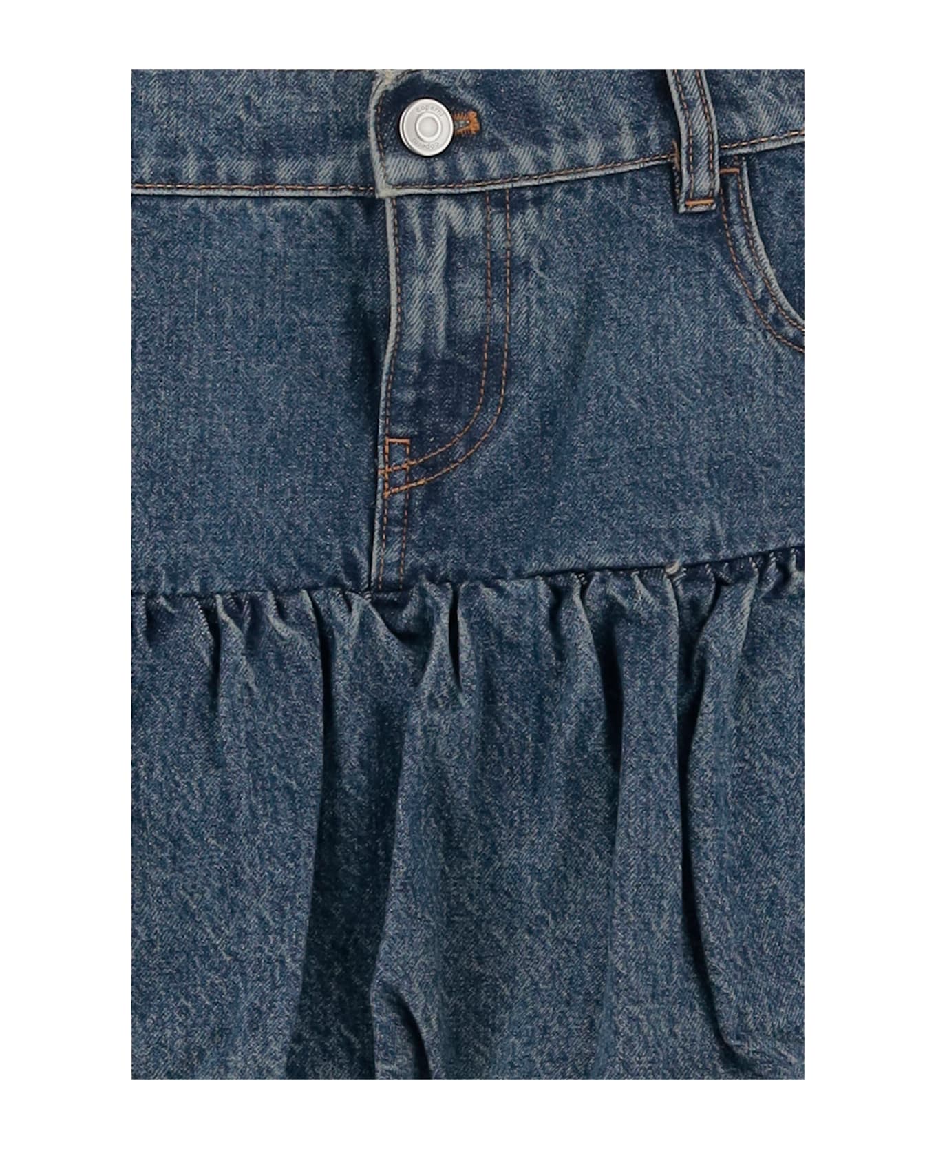 Coperni Denim Miniskirt With Ruching Bottom - Blue Vintage