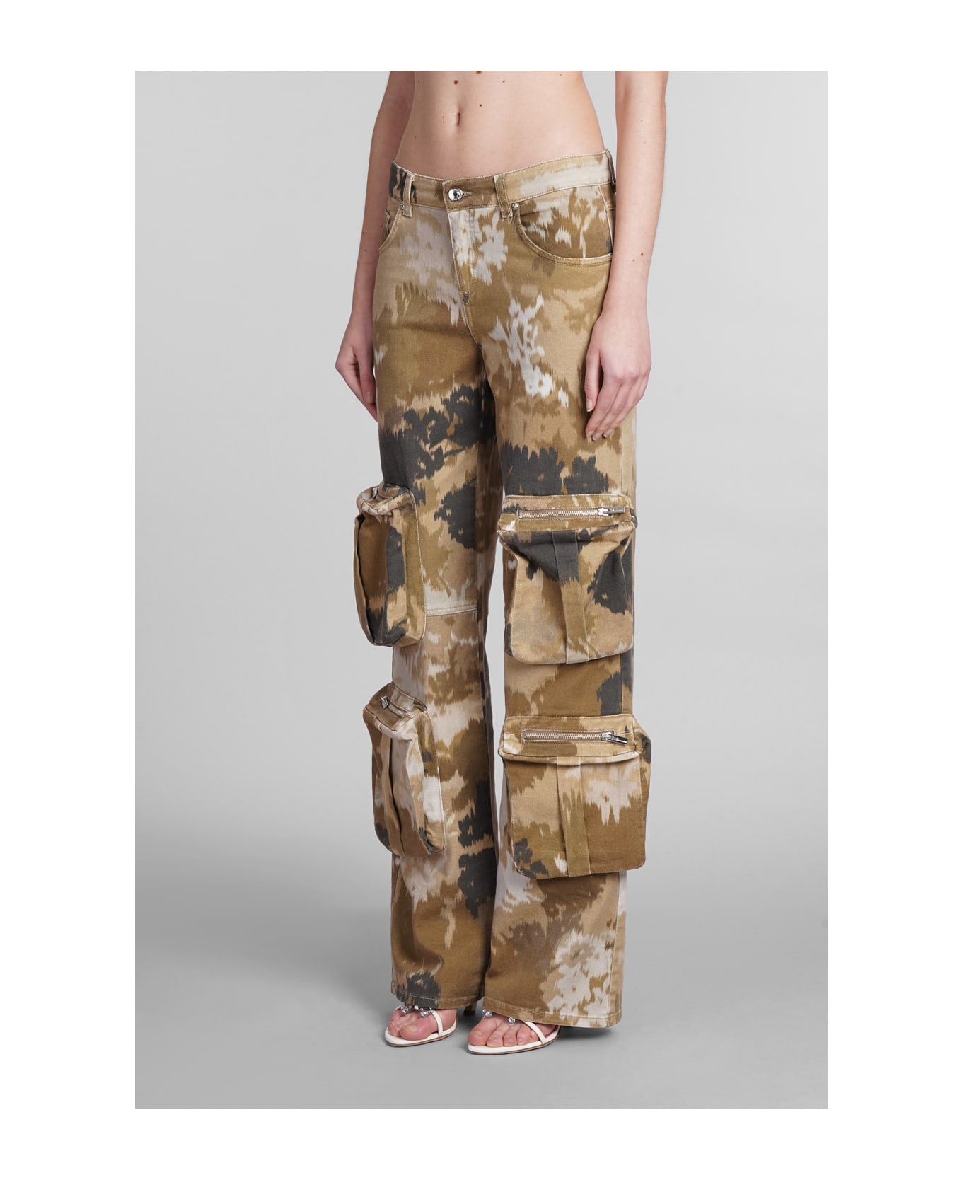 Blumarine Pants In Camouflage Cotton - BROWN
