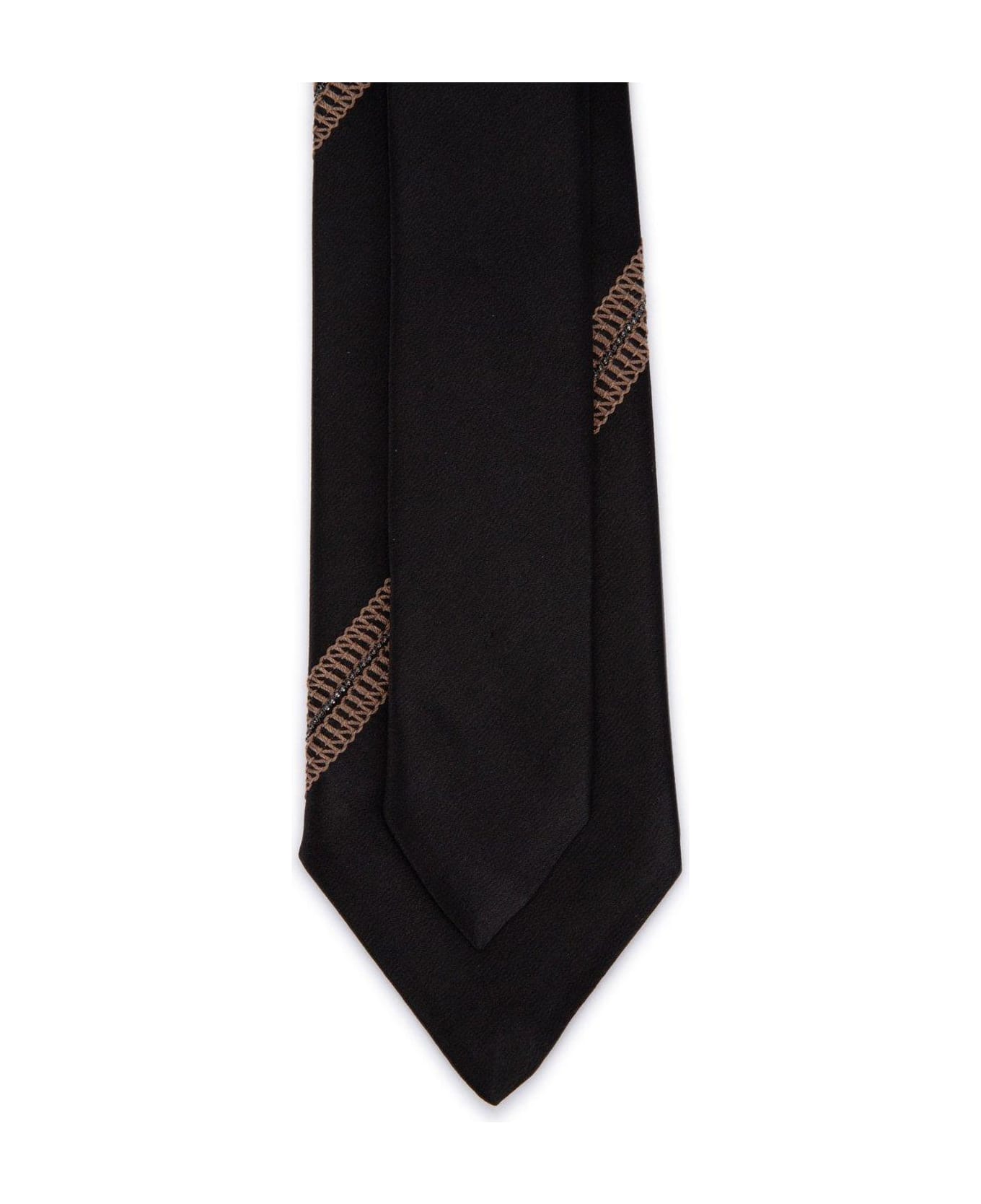 Brunello Cucinelli Stripe-embroidered Pointed Tip Tie