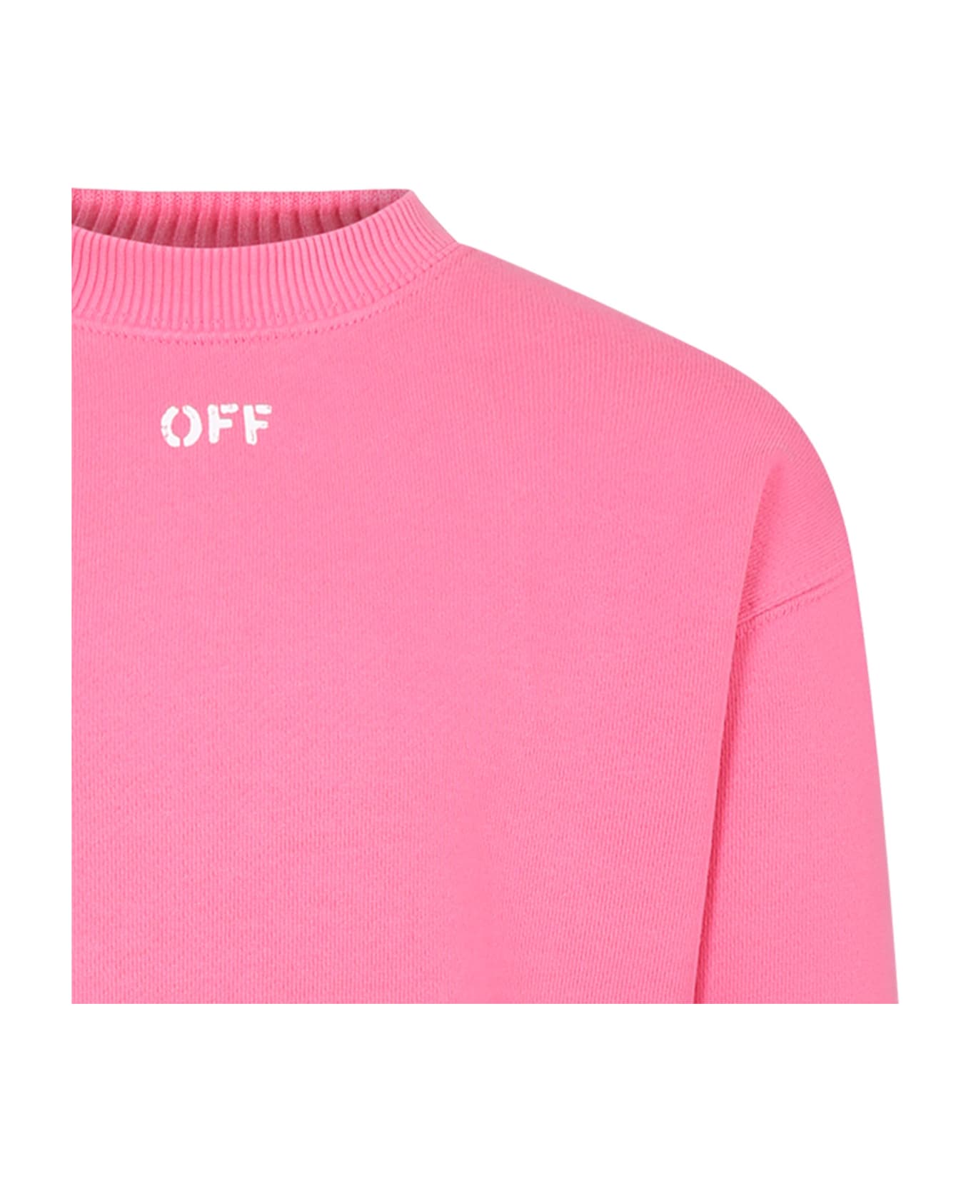 Off-White Fuchsia Sweatshirt For Girl With Logo - Fuchsia ニットウェア＆スウェットシャツ