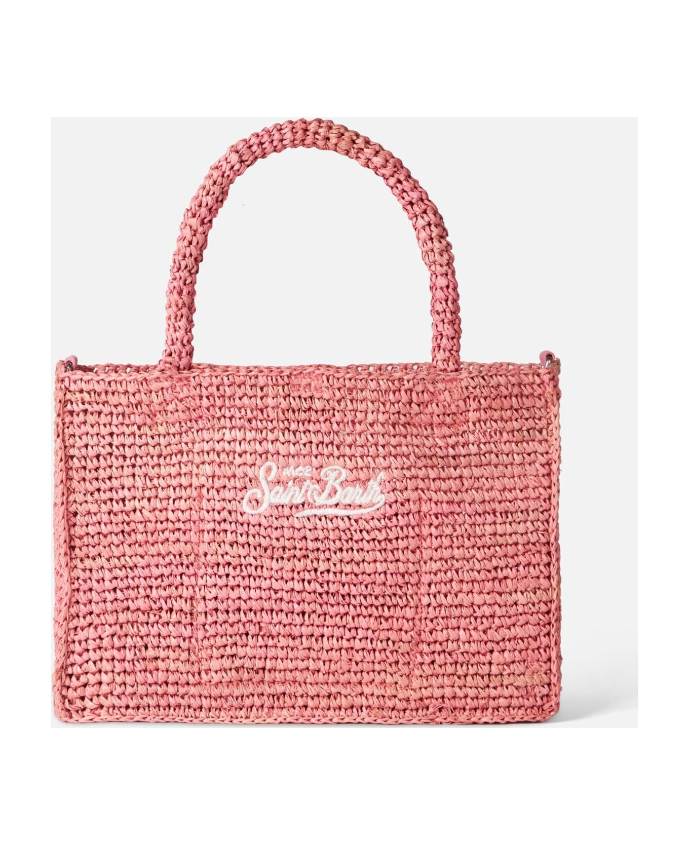 MC2 Saint Barth Colette Pink Raffia Handbag With Saint Barth Embroidery - PINK