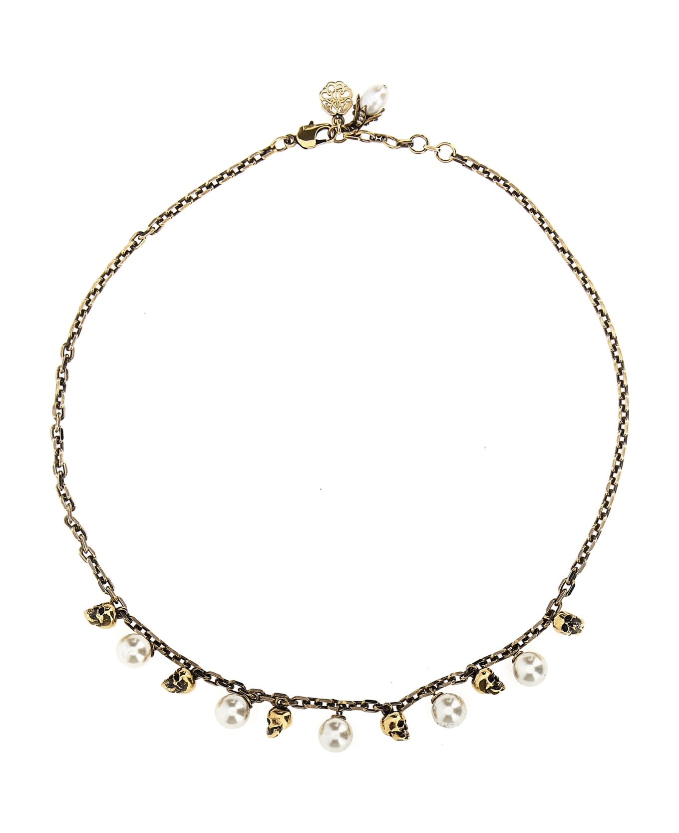 Alexander McQueen Skull And Pearl Necklace - Mix
