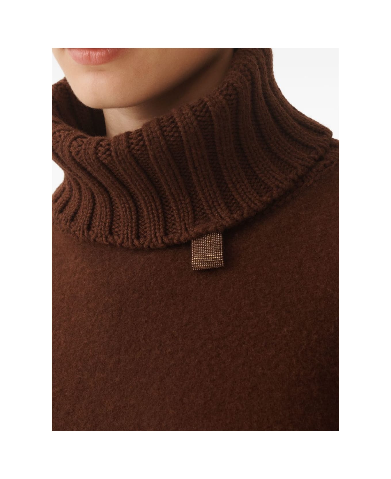 Fabiana Filippi Wool Poncho - Marrone scuro