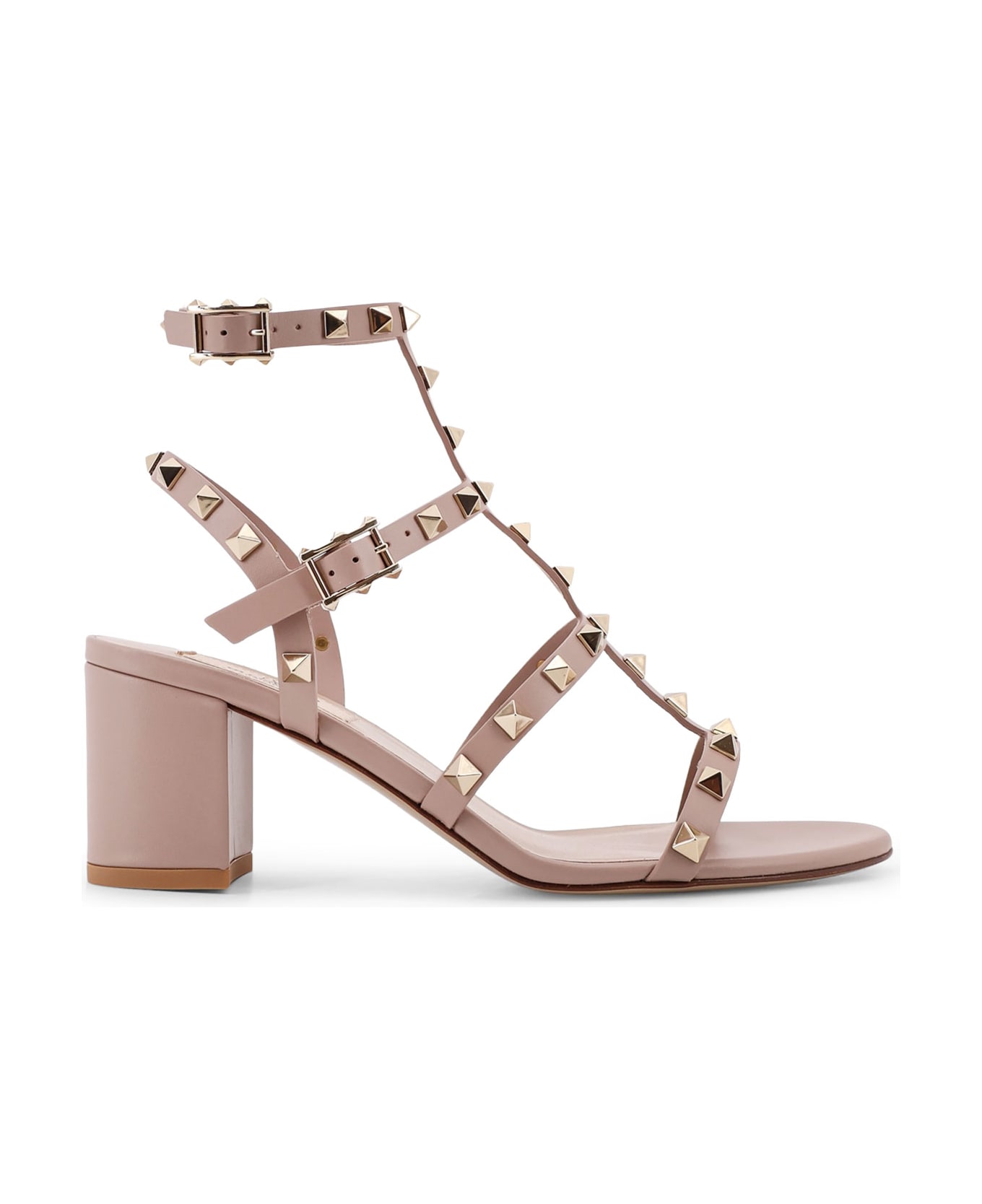 Valentino Garavani Rockstud Leather Sandals - POUDRE