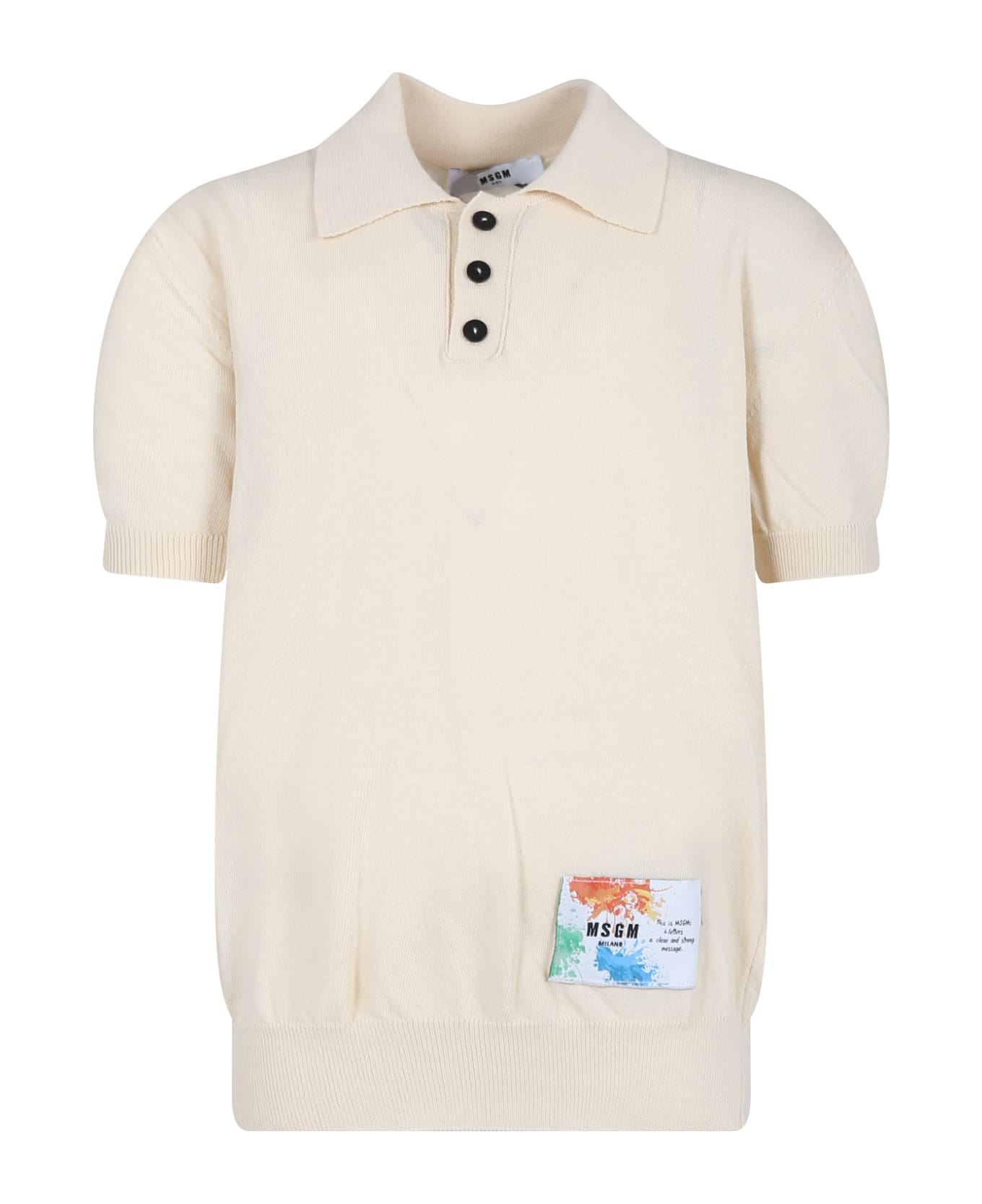 MSGM Ivory Polo Shirt For Boy With Logo - Ivory