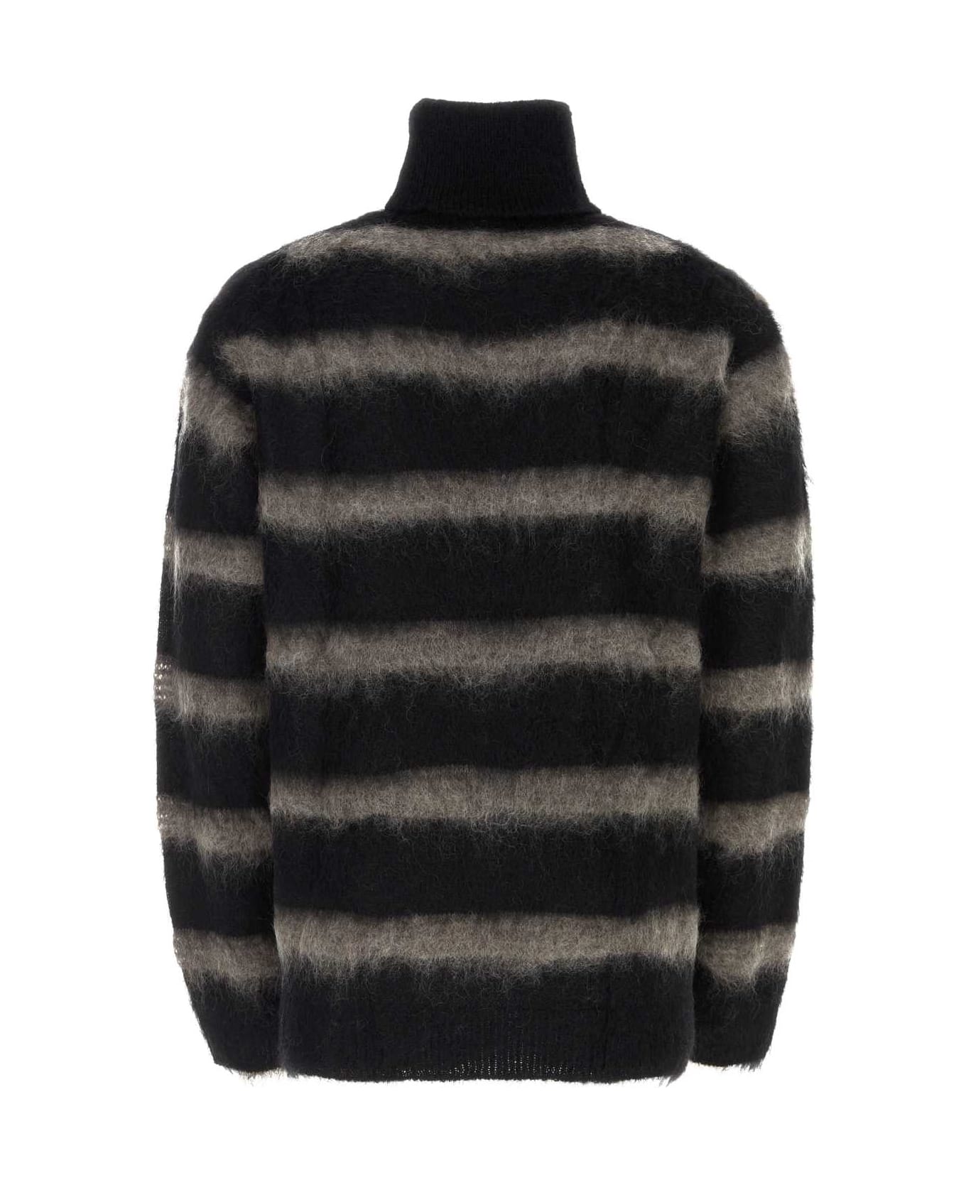 Yohji Yamamoto Bicolor Mohair Blend Oversize Sweater - BLACK