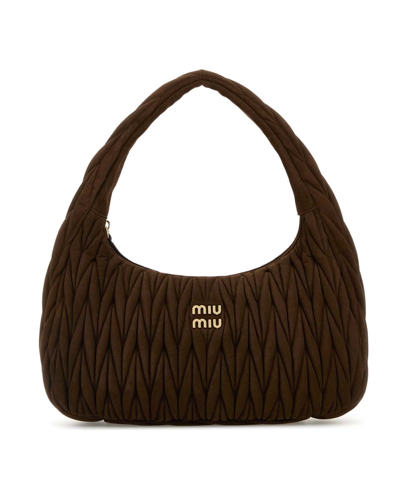 Miu Miu Brown Suede Shoulder Bag - CACAO