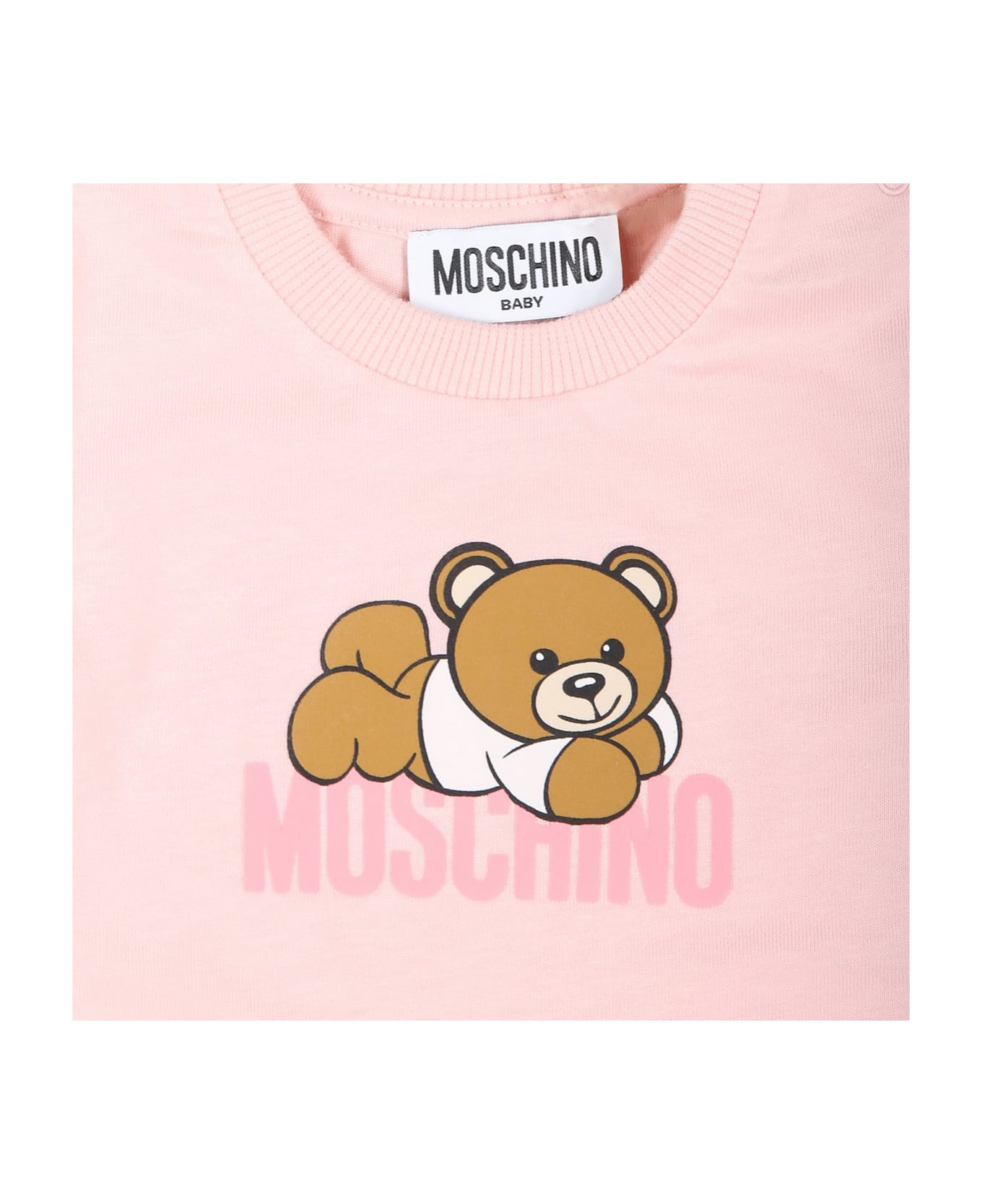 Moschino Pink T-shirt For Baby Girl With Teddy Bear - Pink