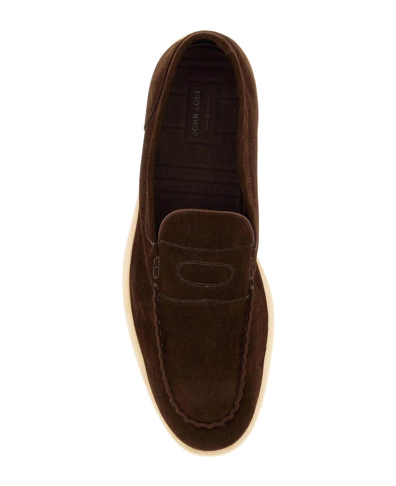 John Lobb Chocolate Suede Pace Loafers - Y Dark Brown