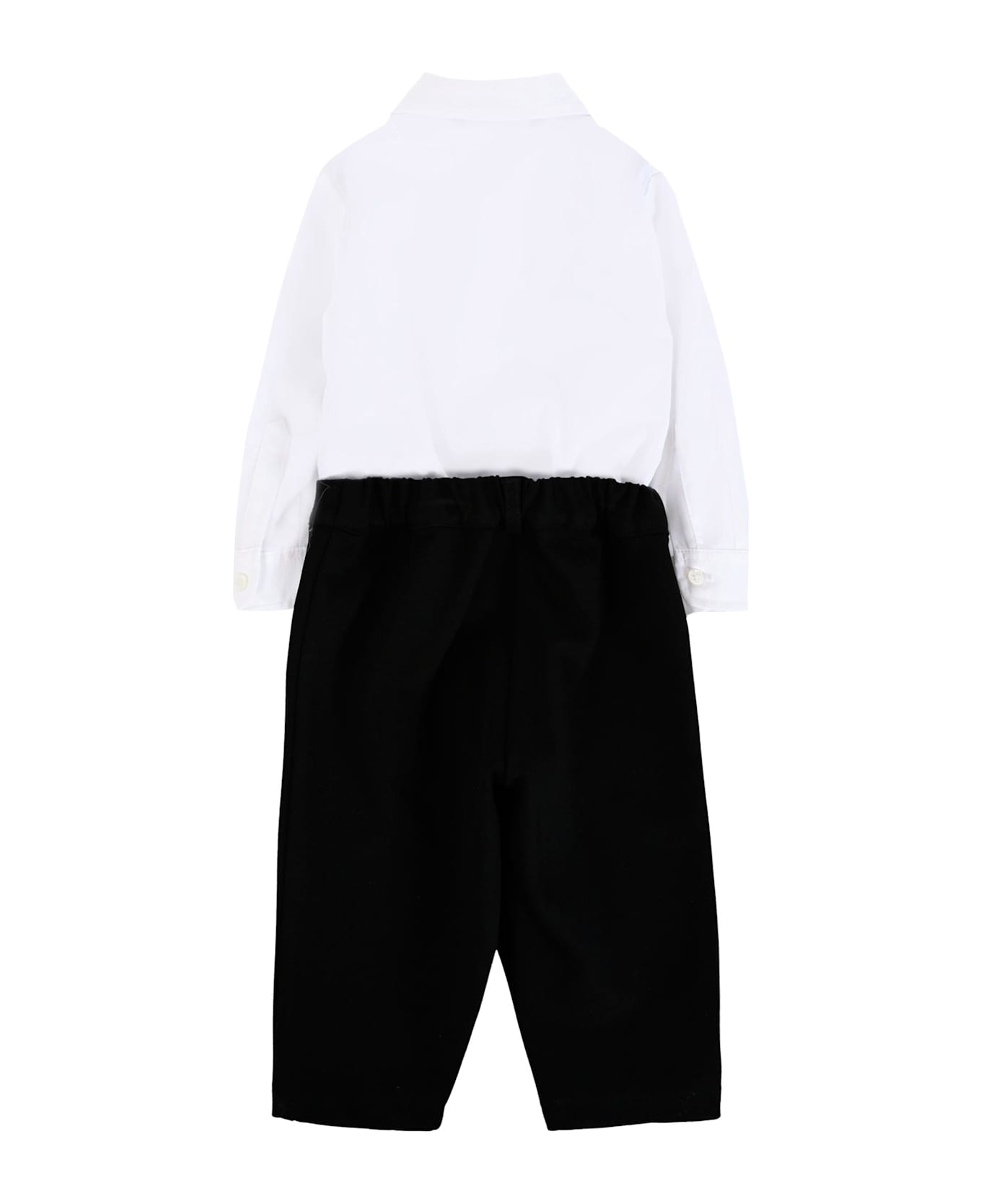 Balmain Black Cotton Suit For Baby Boy With - Black