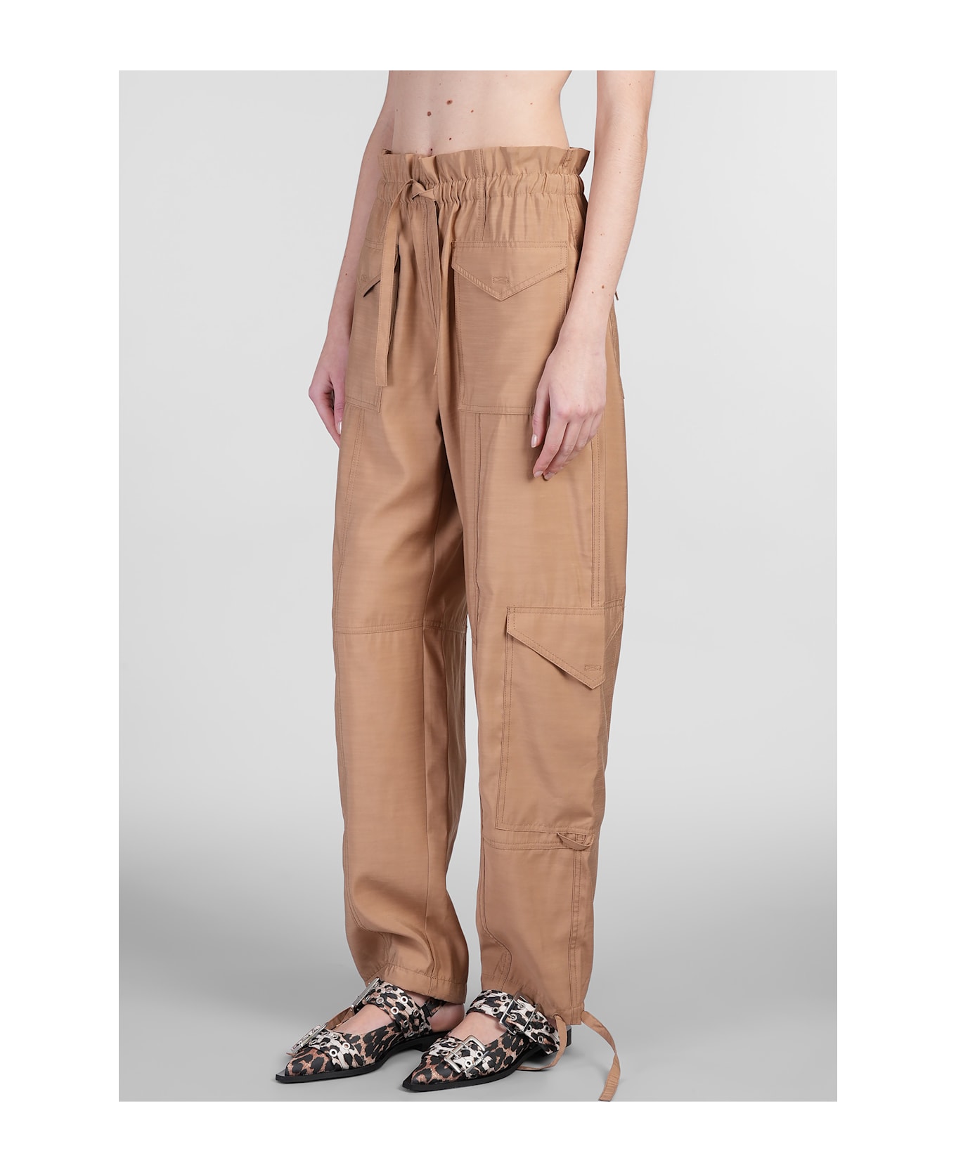 Ganni Pants In Beige Viscose - beige