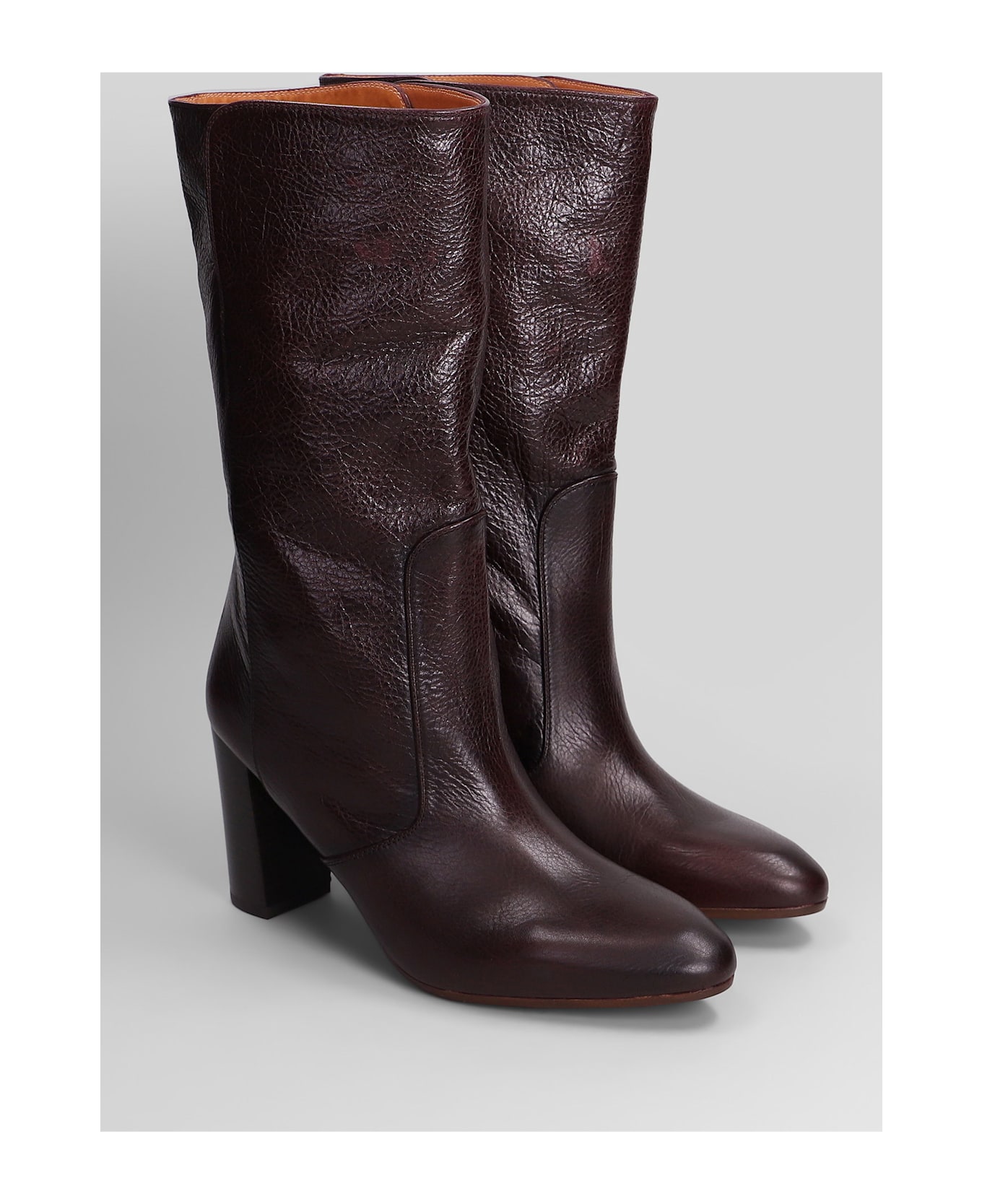 Chie Mihara Exis High Heels Ankle Boots In Bordeaux Leather - bordeaux