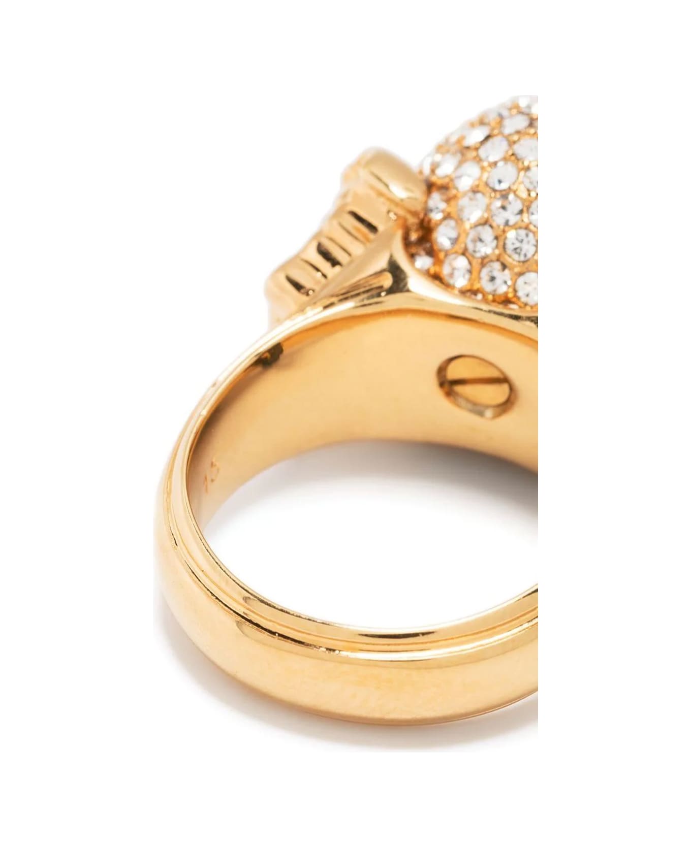 Versace Fashion Metal Ring With Strass - Gold Crystall リング