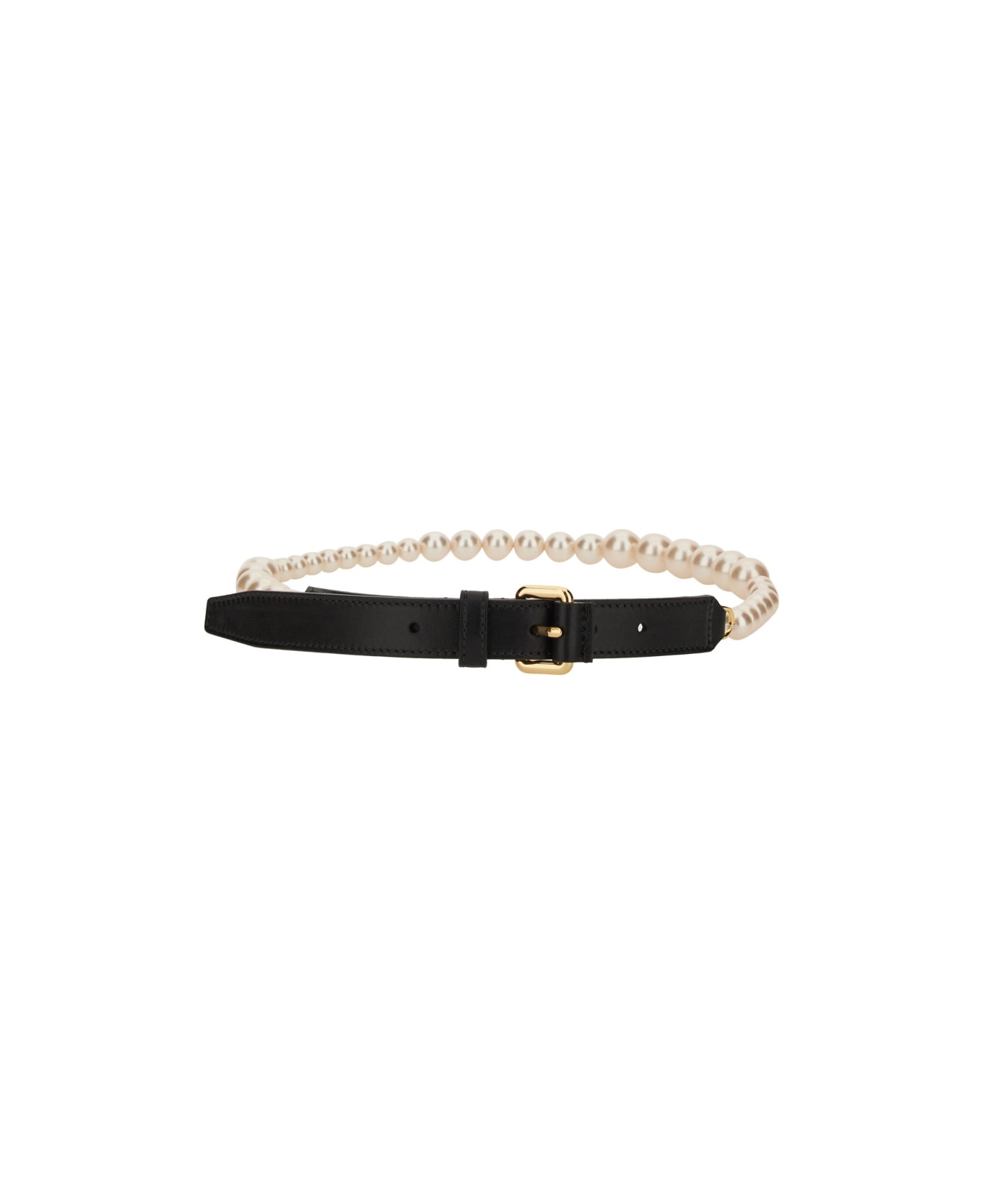Moschino Belt With Pearls - BLACK
