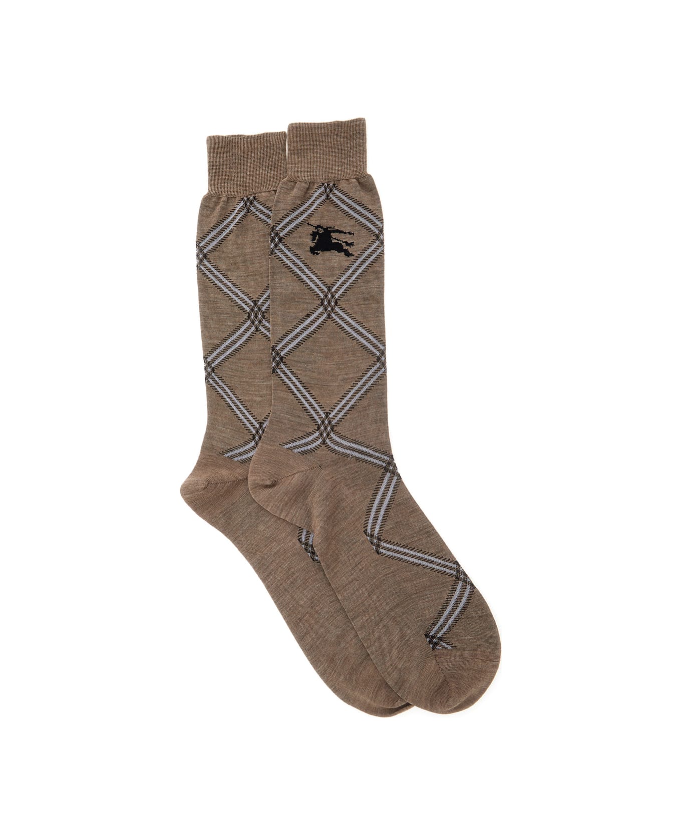 Burberry Beige Socks With Equestrian Knight Motif In Wool And Cotton Man - LINDEN