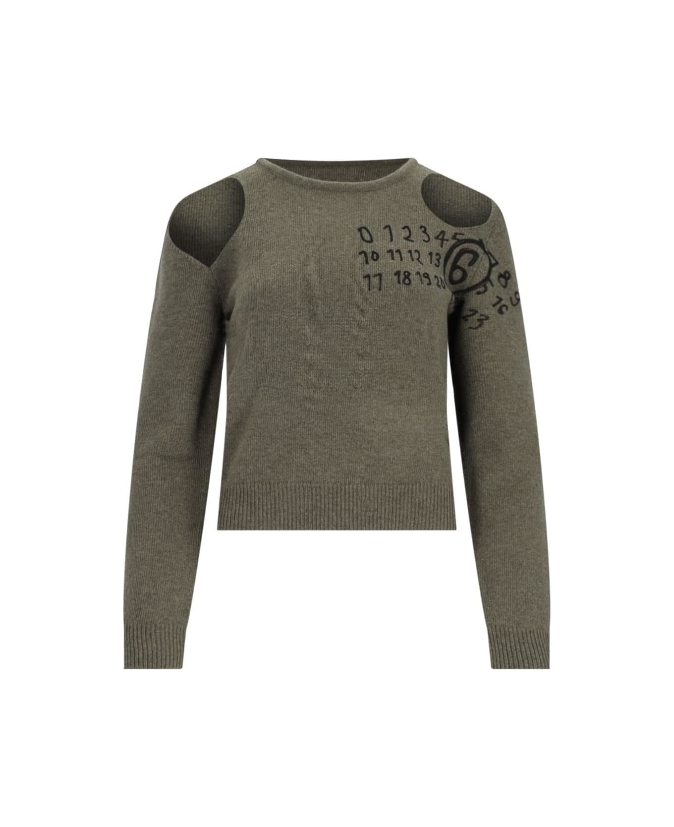 MM6 Maison Margiela Cut-out Detail Sweater - S Olive
