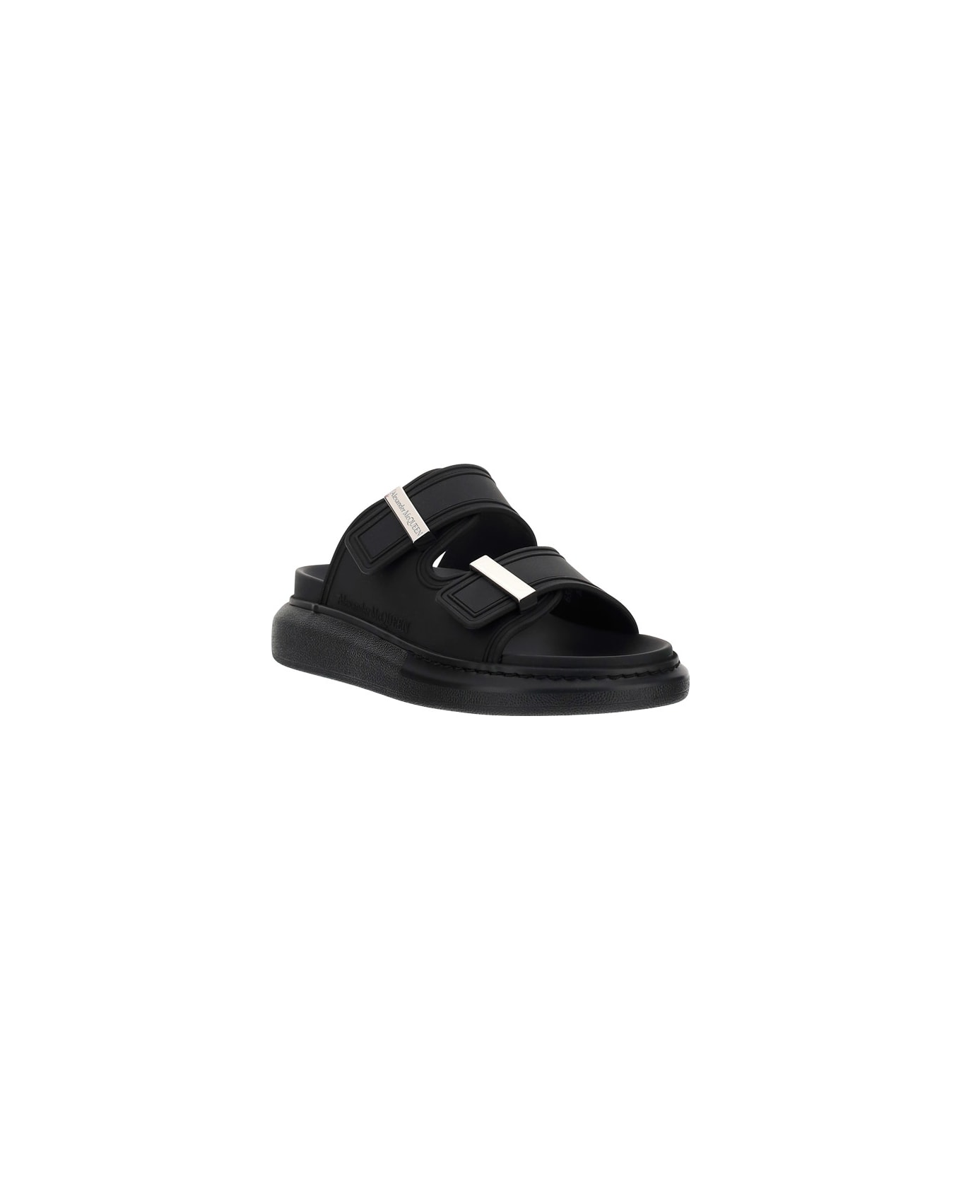 Alexander McQueen Double-strap Rubber Sandals - Black