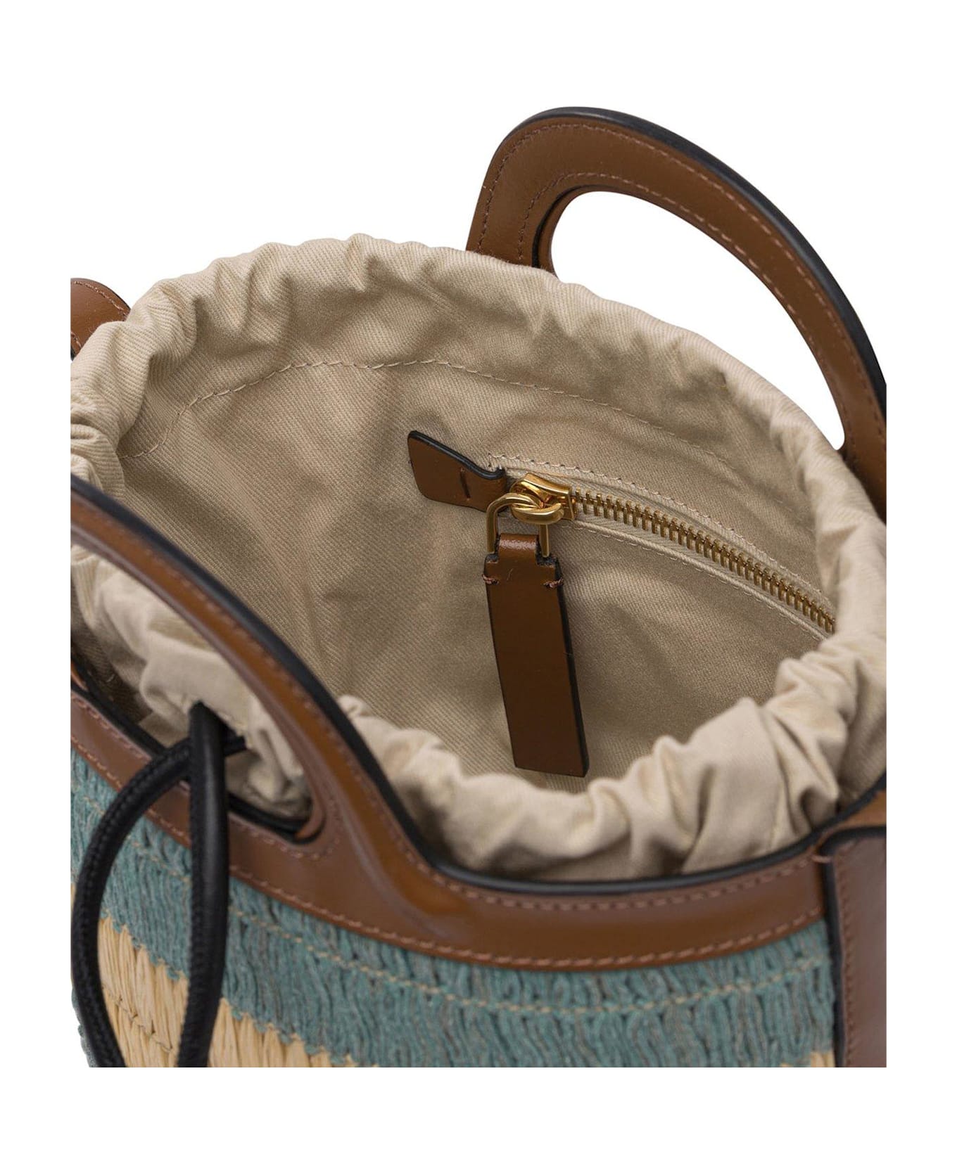 Marni Logo Detailed Striped Woven Bucket Bag - Multicolore