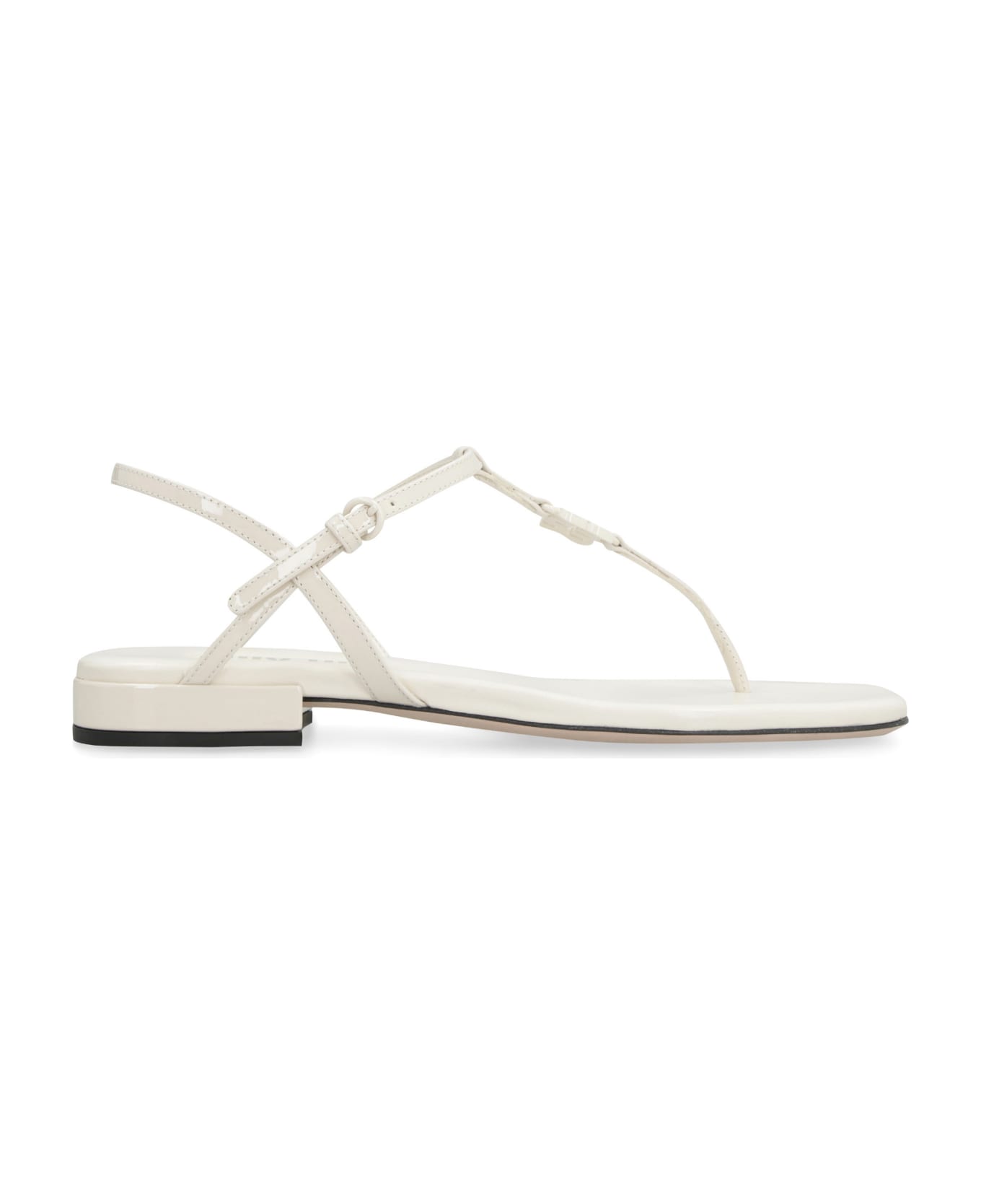 Miu Miu Leather Flat Sandals - White