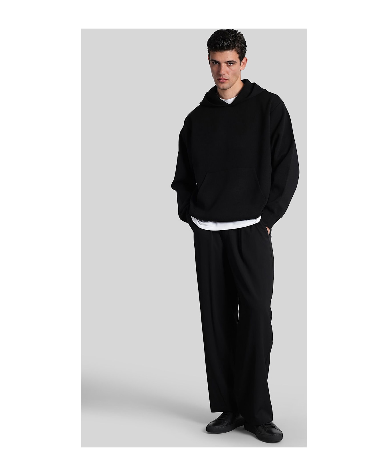 Attachment Sweatshirt In Black Wool - black