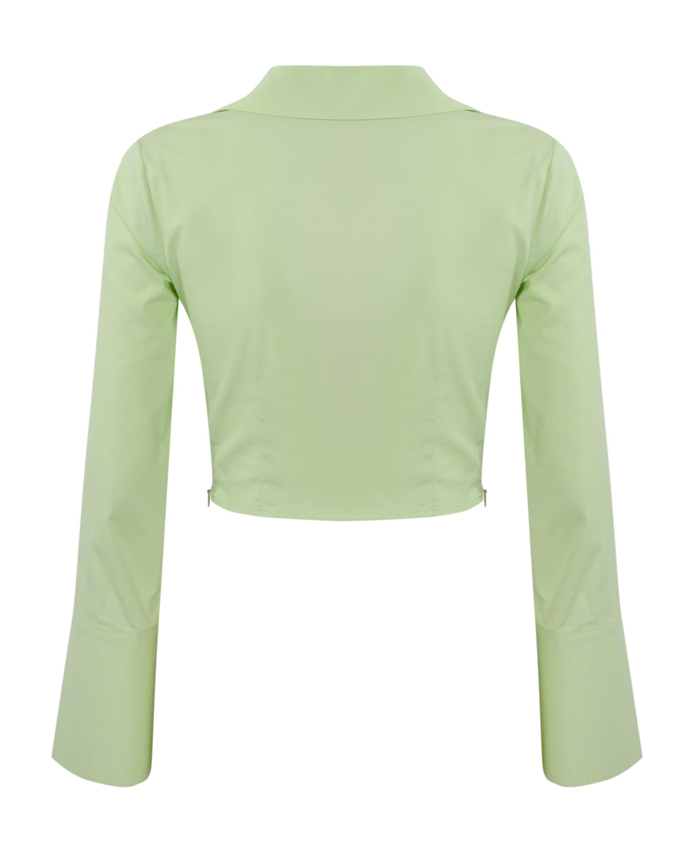 Elisabetta Franchi Satin Crop Shirt With Draping - Menta