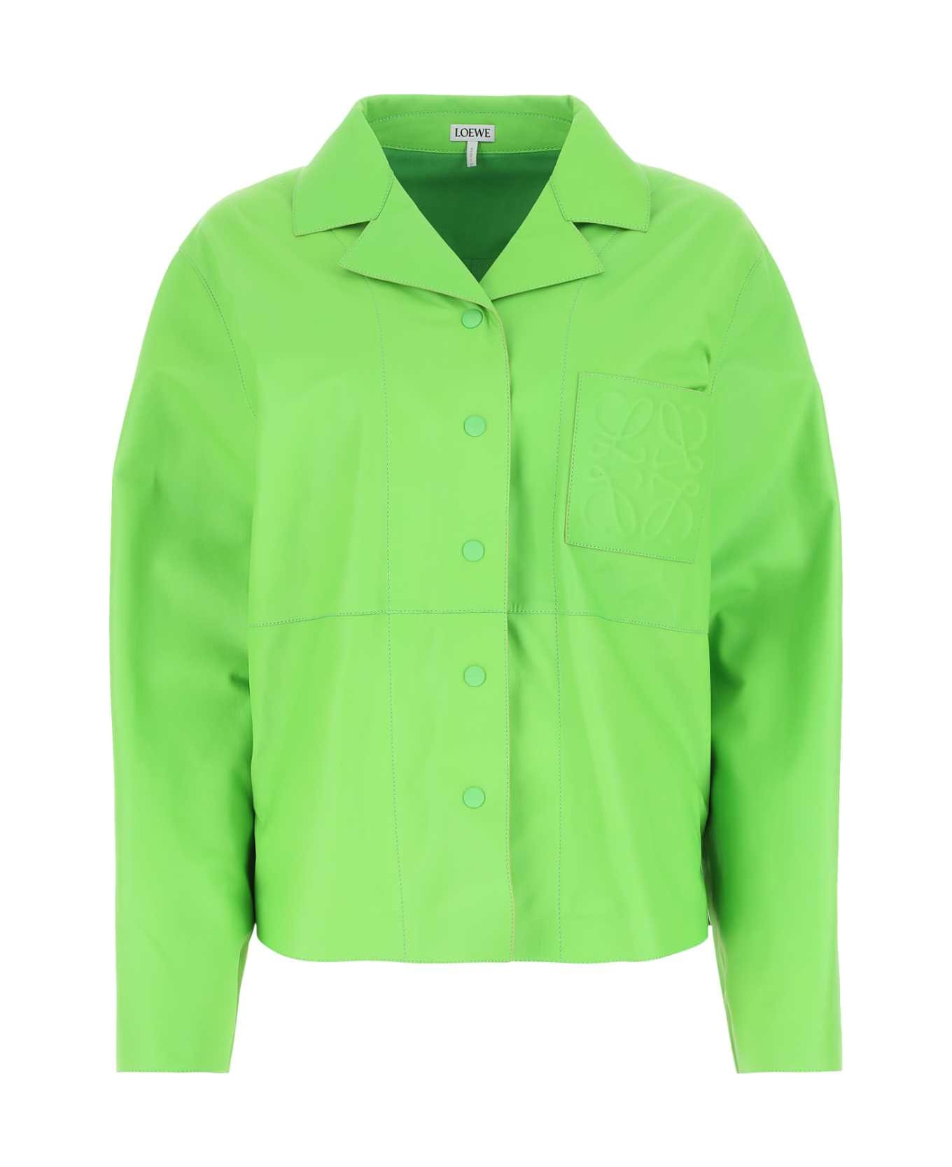 Loewe Fluo Green Leather Shirt - FLUOGREEN