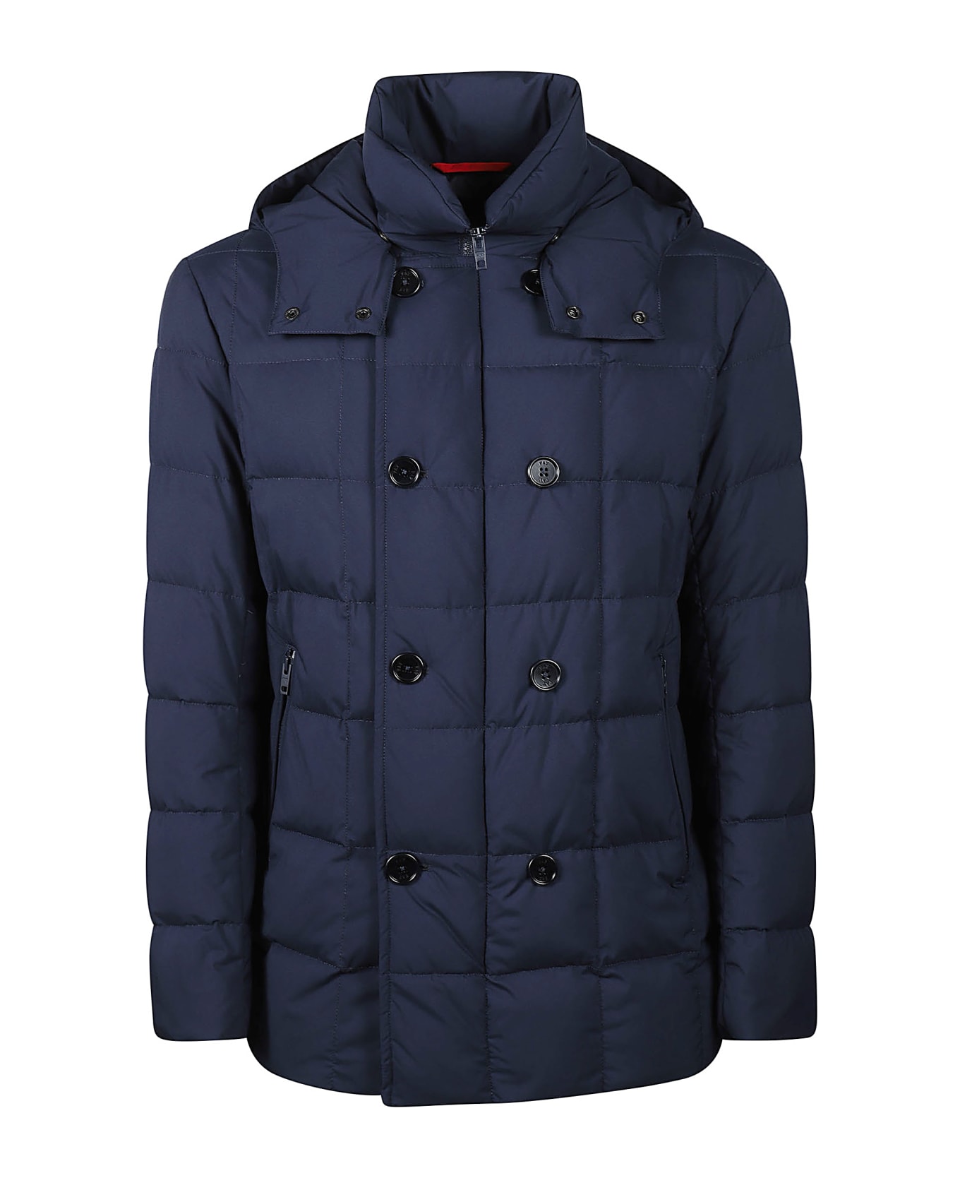 Fay Double Breasted Hooded Down Jacket - Blu Navy