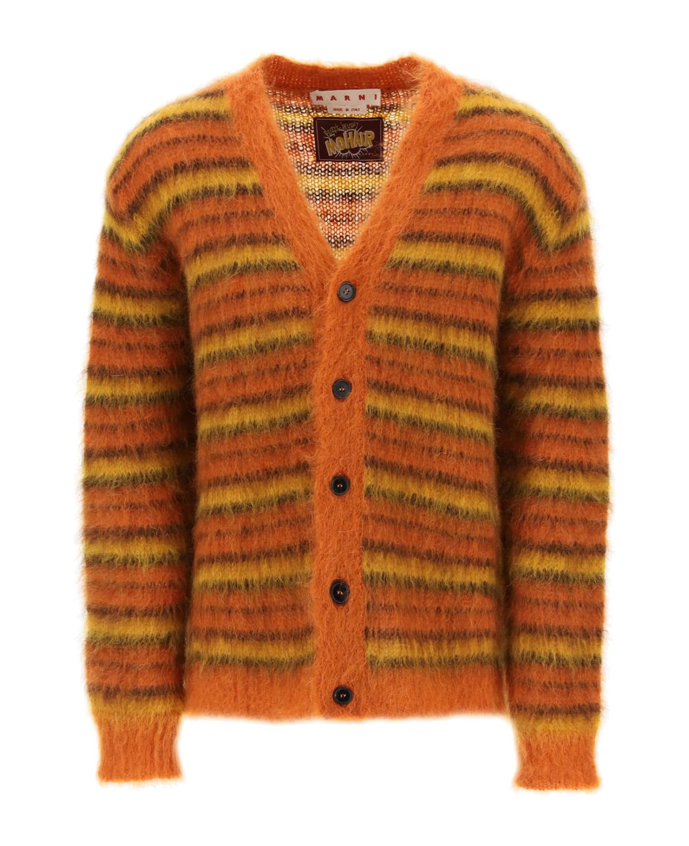 Marni Embroidered Mohair Blend Fuzzy-wuzzy Cardigan Marni - LOBSTER